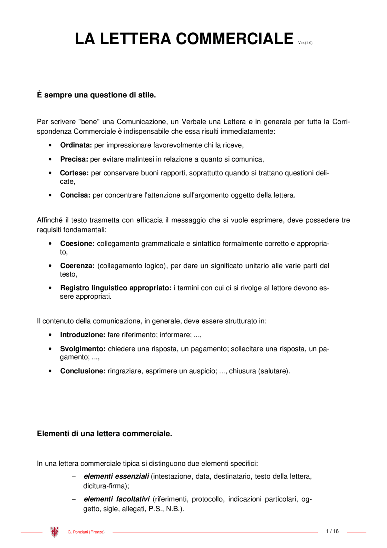 La lettera commerciale - Docsity