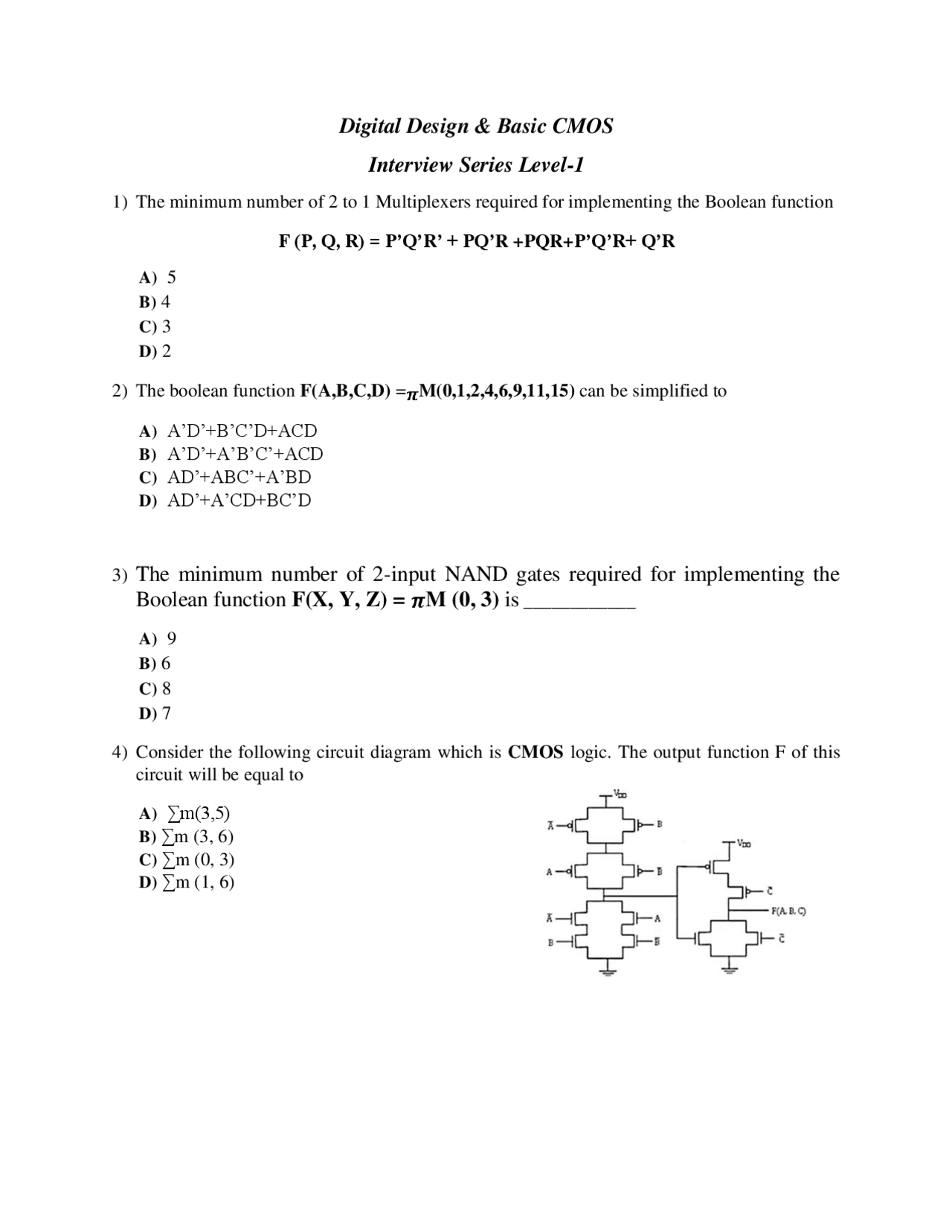 Vlsi interview questions imp - Docsity