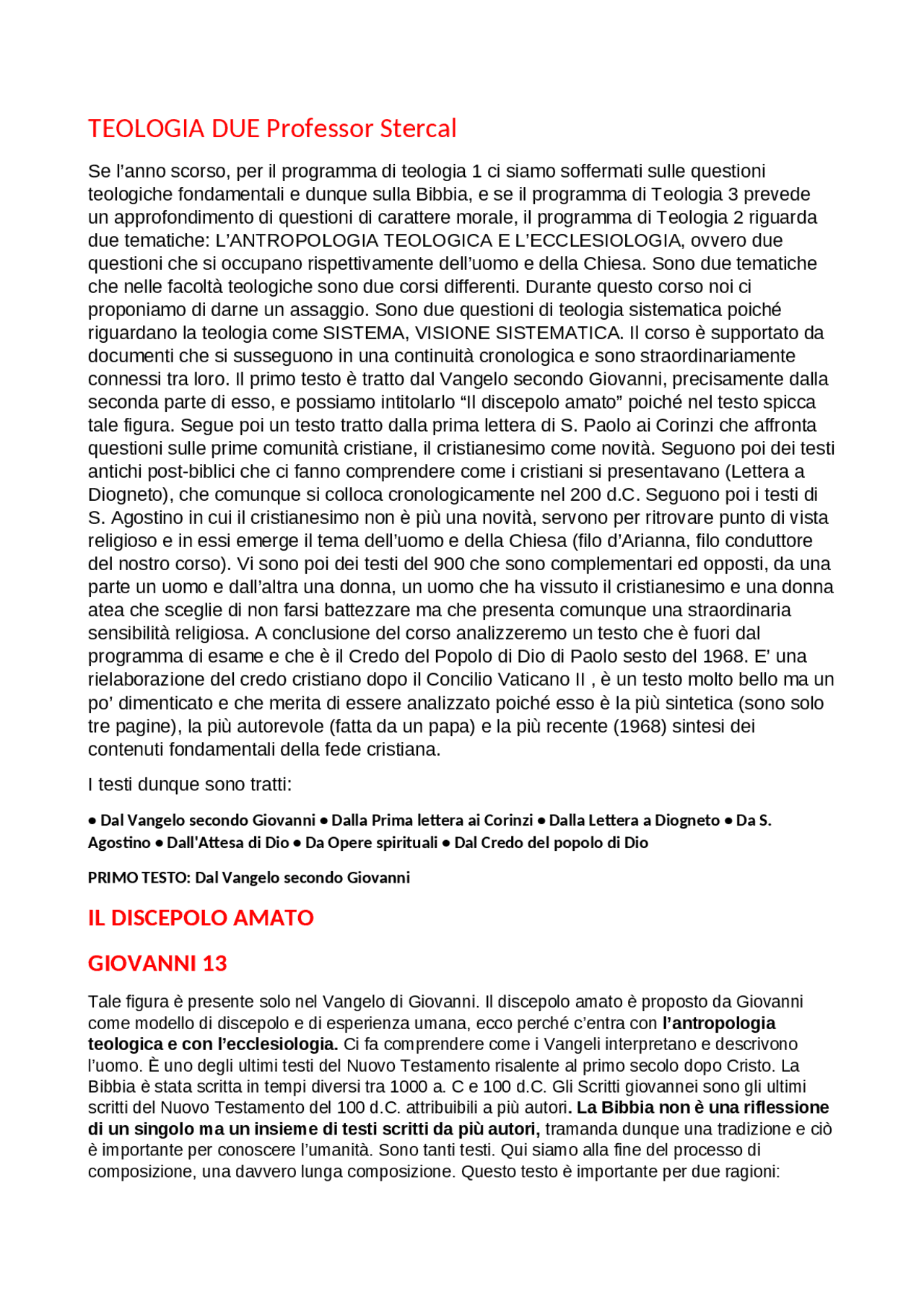 APPUNTI DI Teologia 2 - Docsity