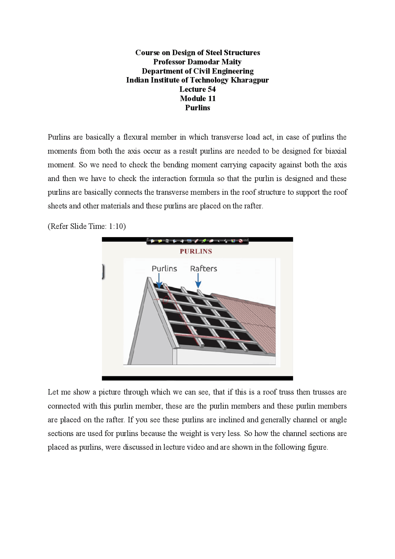 Steel structure purlin design concepts - Docsity