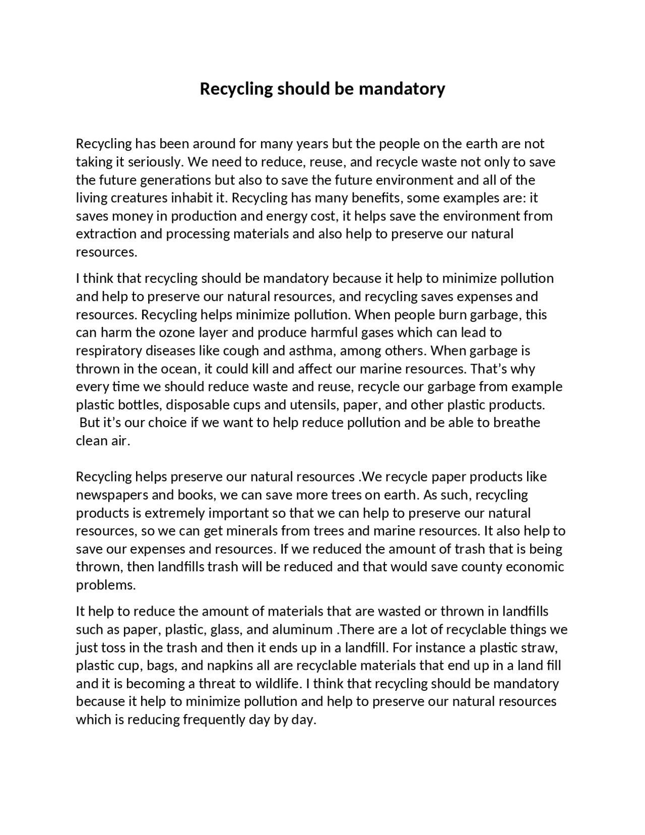 Essay Recycling waste | Essays (university) Business English | Docsity