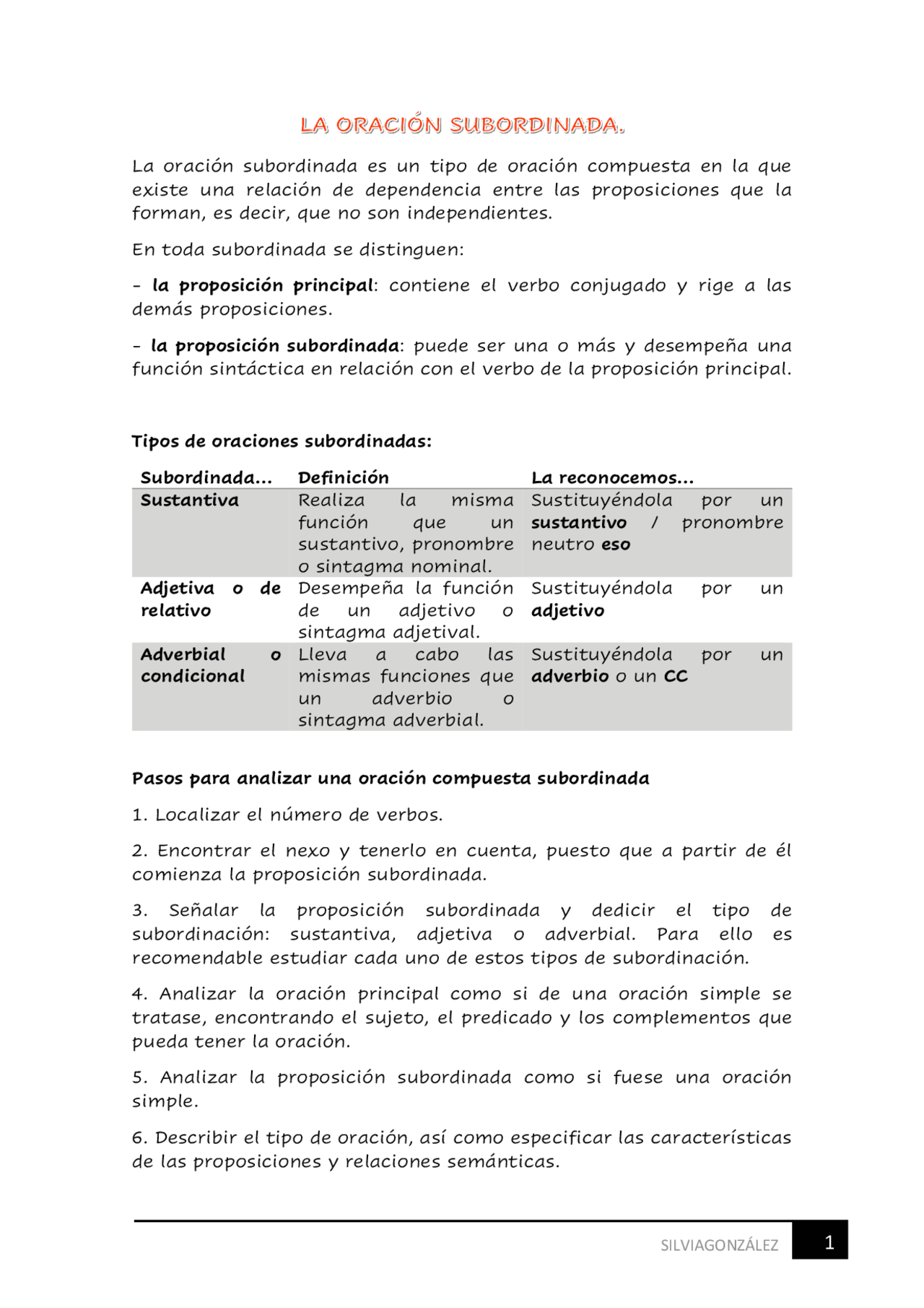 Oraciones subordinadas Docsity