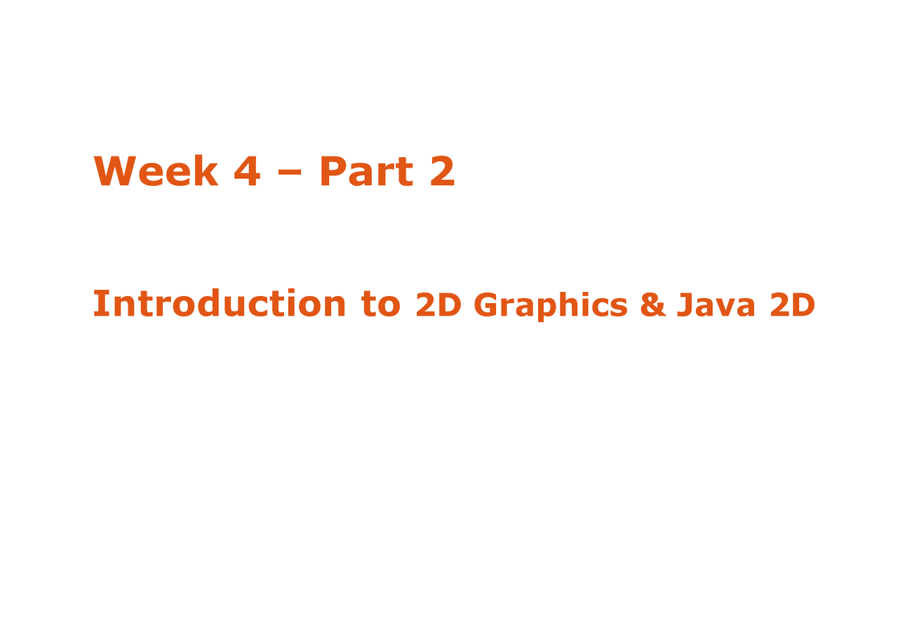 Introduction to 2D Graphics & Java 2D - Docsity