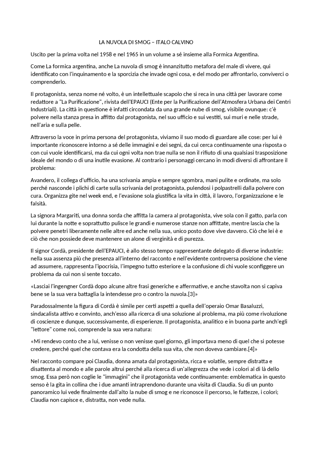 La nuvola di smog e la formica argentina Italo Calvino Docsity La nuvola di smog e la formica argentina Italo Calvino Docsity