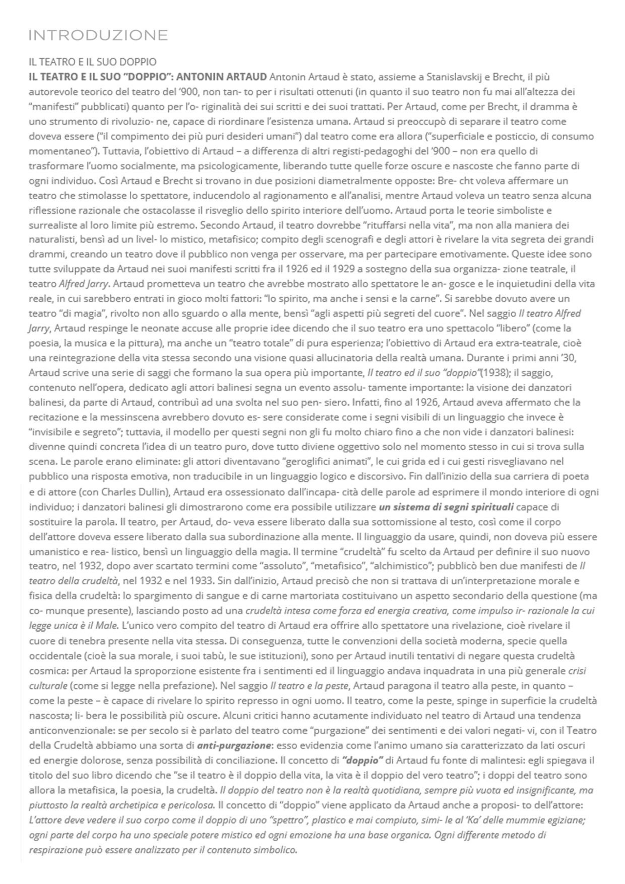 Artoud Il teatro e il suo doppio Docsity Artoud Il teatro e il suo doppio Docsity