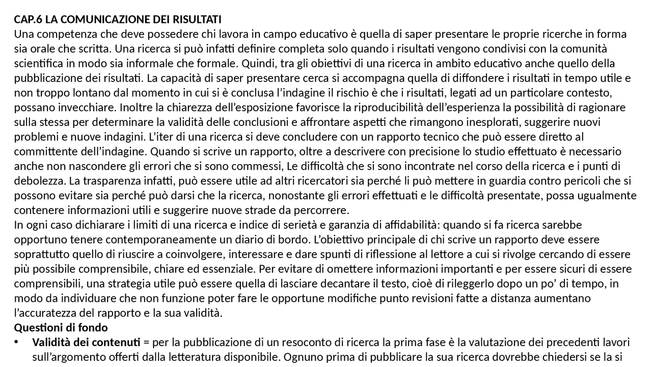 Metodologia Della Ricerca In Educazione E Formazione METODOLOGIA DELLA RICERCA IN EDUCAZIONE E FORMAZIONE, cap.6 - A.Salerni