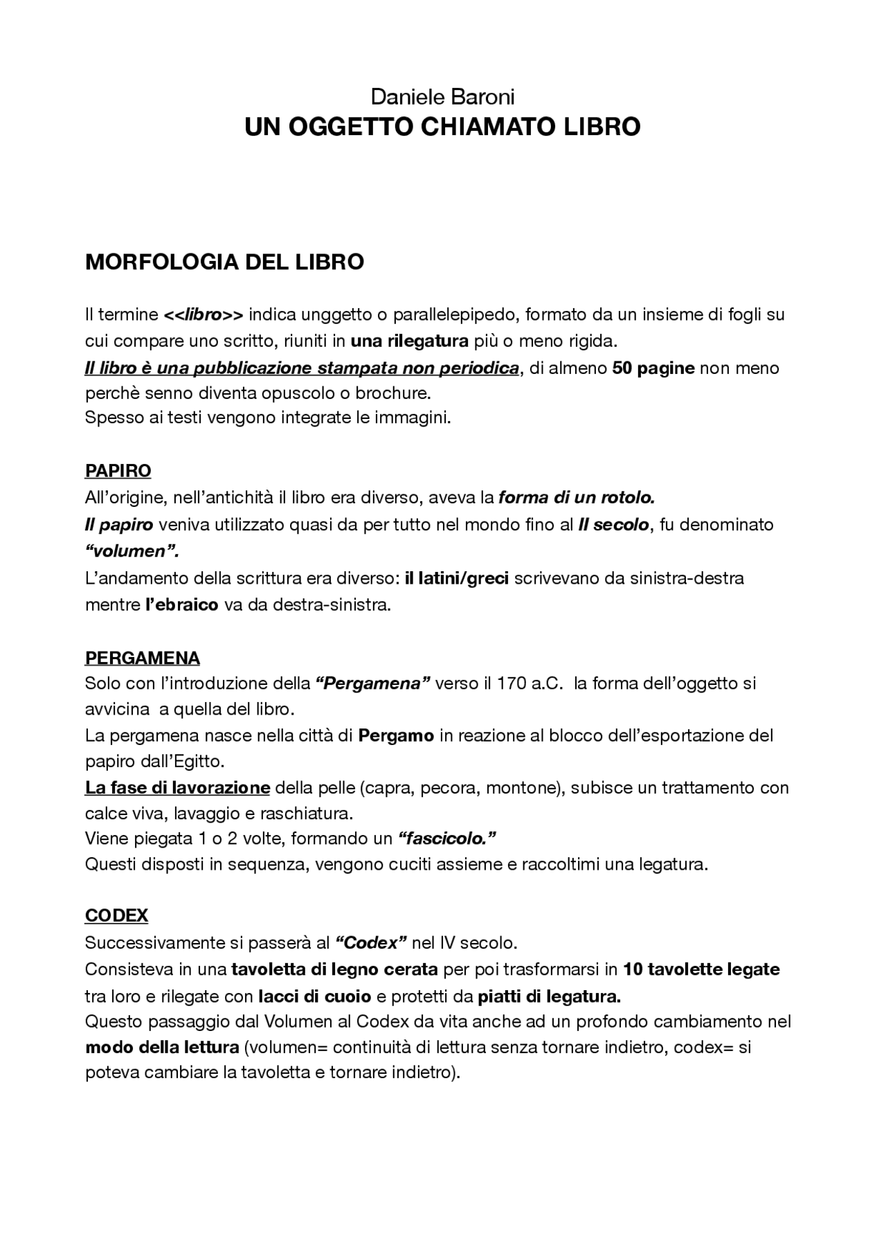 Un Oggetto Chiamato Libro Docsity