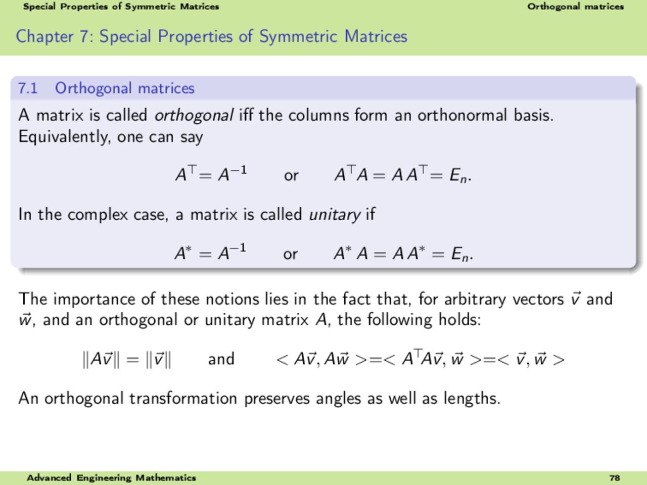 Special Properties of Symmetric Matrices+SVD/Advanced Engineering ...