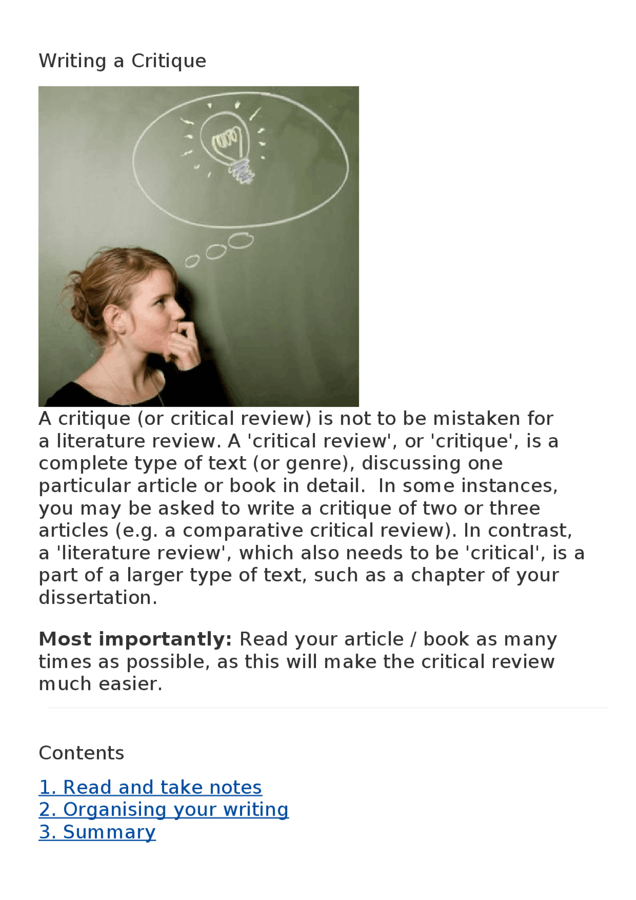 Writing a critique in English | Guide, Progetti e Ricerche di Lingua ...