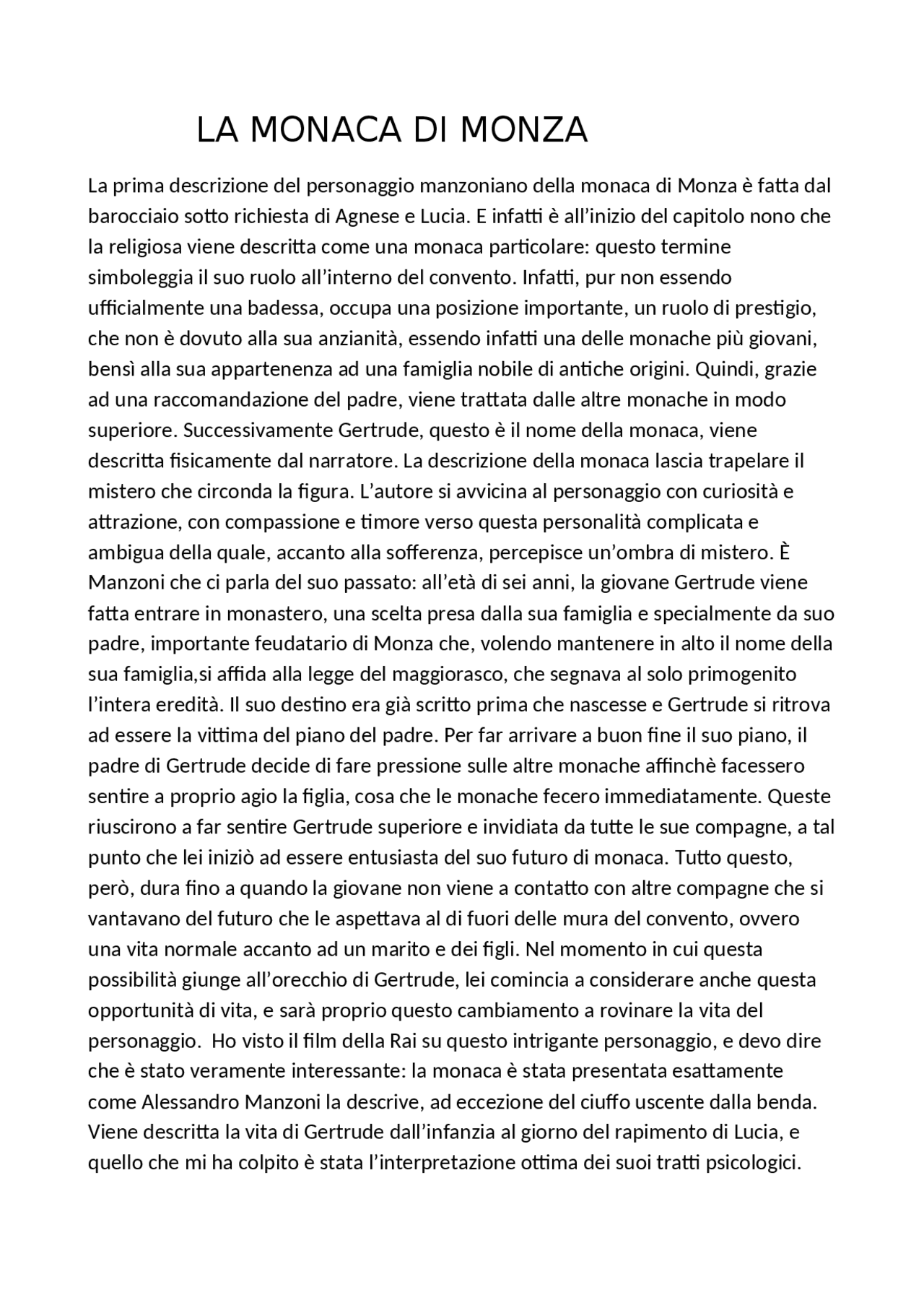 LA MONACA DI MONZA RELAZIONE Docsity LA MONACA DI MONZA RELAZIONE Docsity
