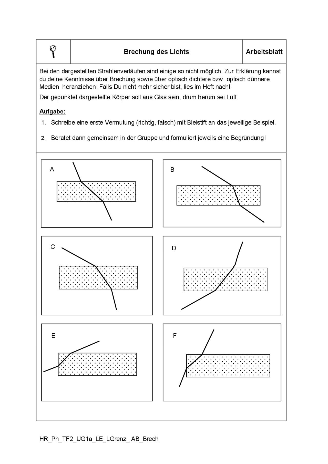 Brechung des Lichts Arbeitsblatt Übungen Technische Optik Docsity Brechung des Lichts Arbeitsblatt Übungen Technische Optik Docsity