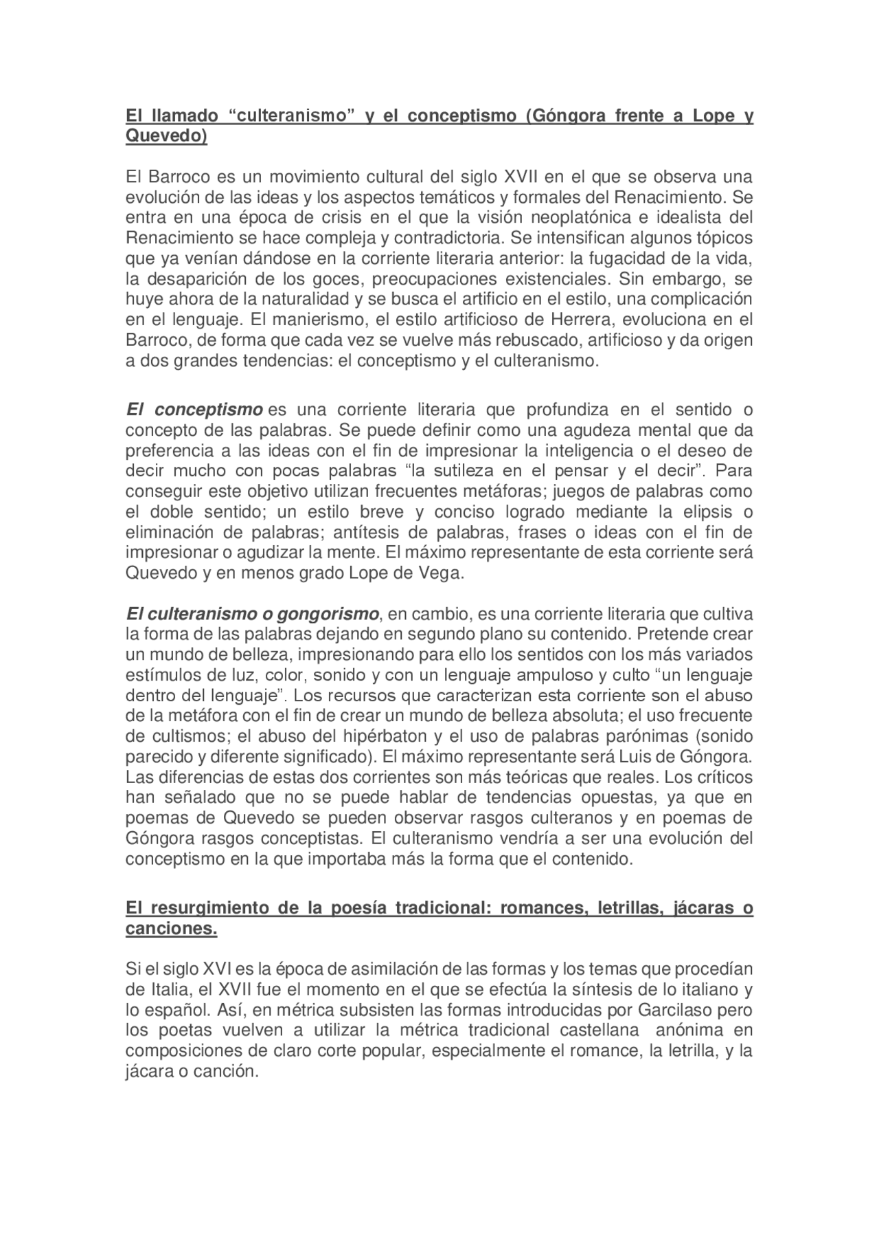 Temas Del Barroco Culteranismo Y El Conceptismo Docsity