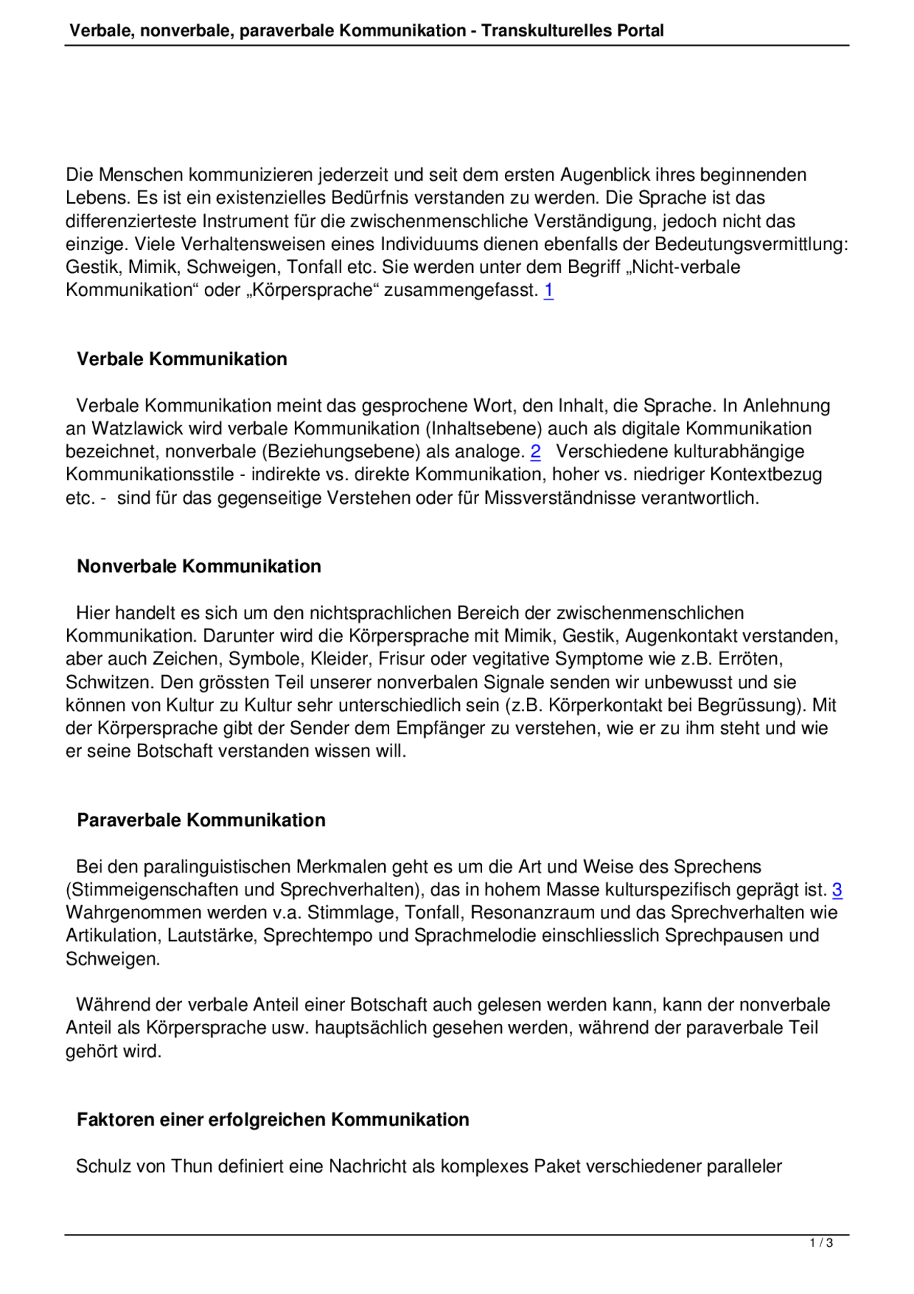 Verbale Nonverbale Paraverbale Kommunikation