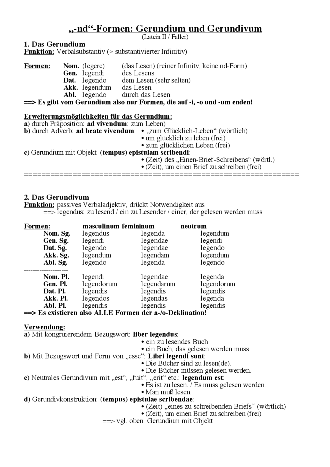Gerundium Und Gerundivum Latein nd“-Formen: Gerundium und Gerundivum(Latein II / Faller) - Docsity