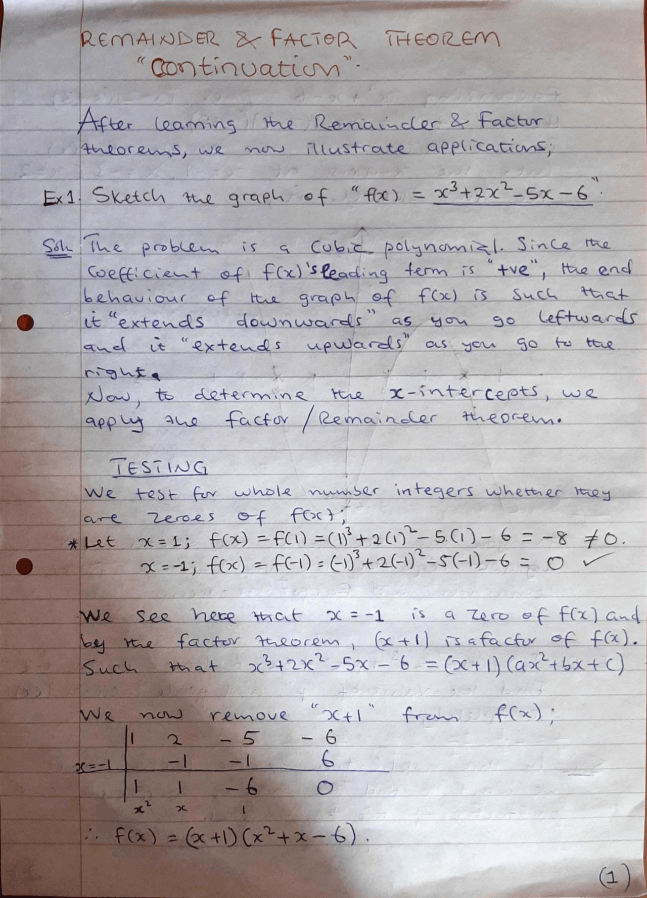 Factor theorem as a special type of the Remainder theorem - Docsity