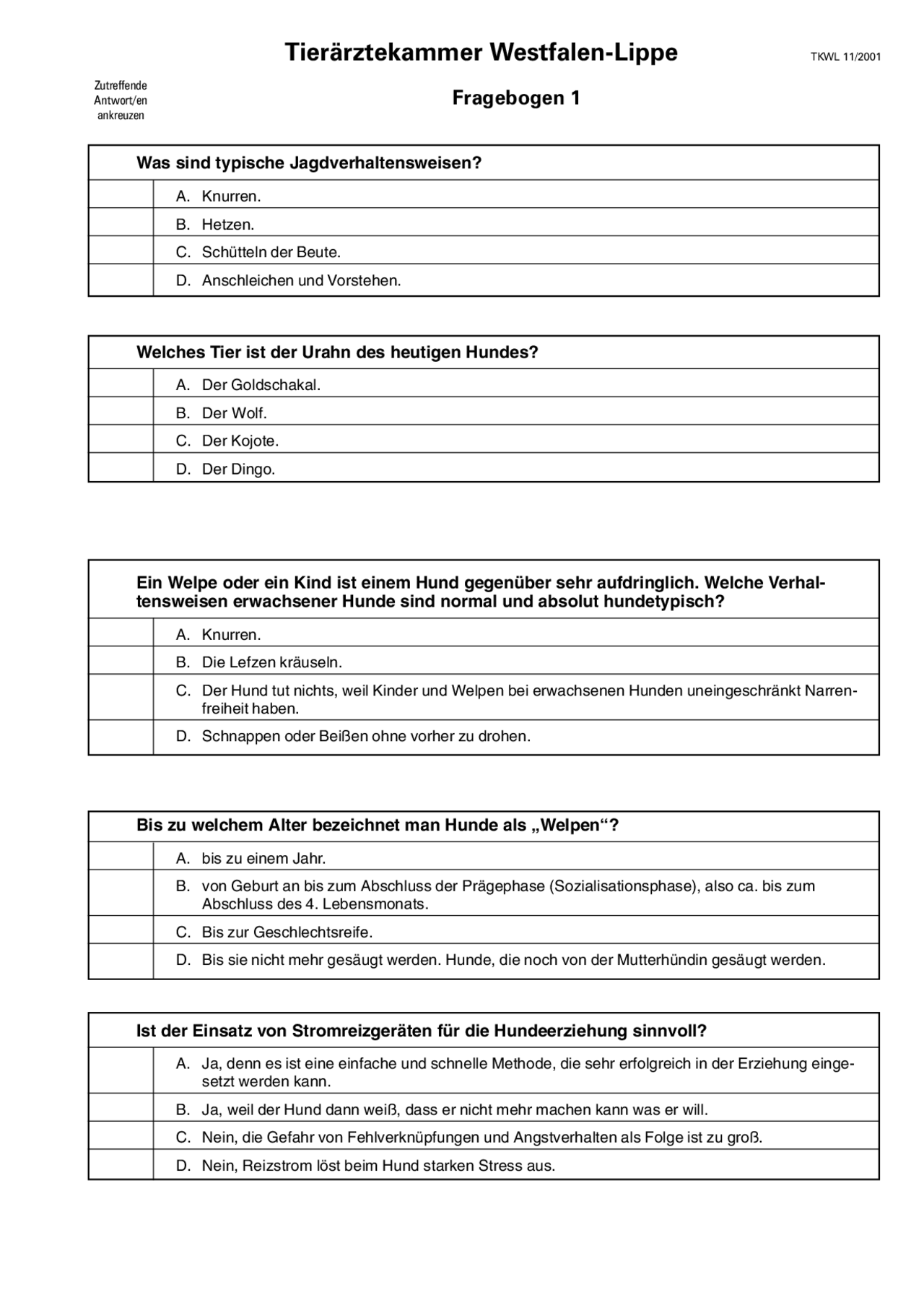 Fragenkatalog zur Abnahme der Sachkunde - Docsity