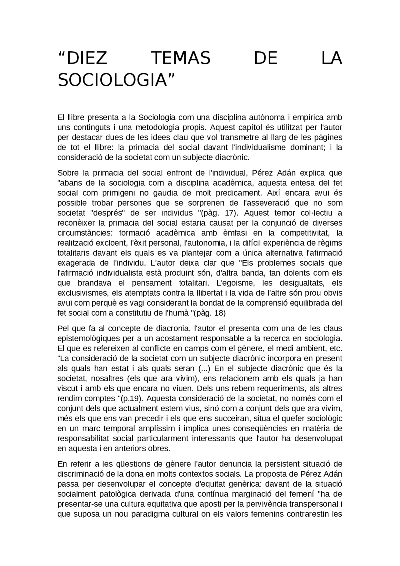 Diez temas de la sociologia y etica - Docsity