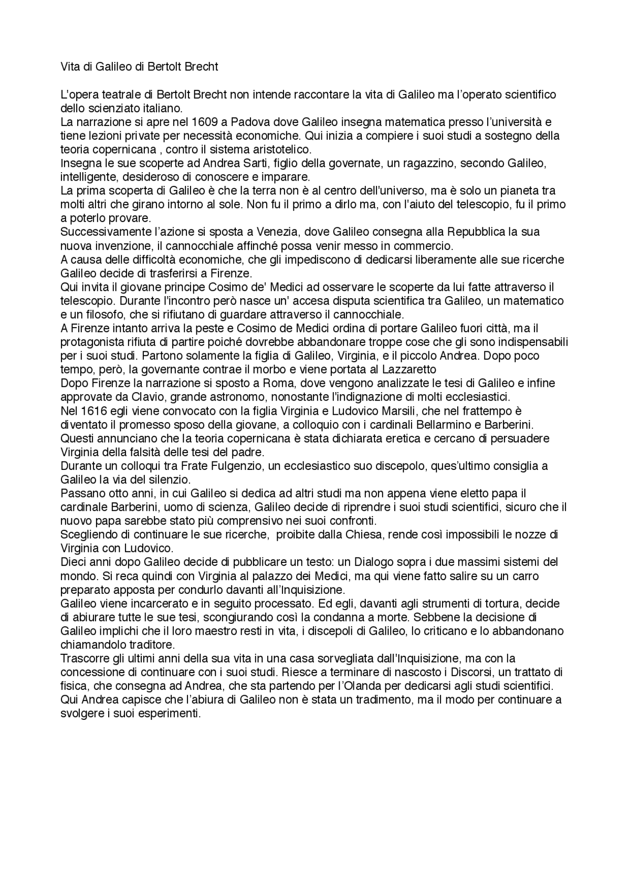 vita di galileo brecht pdf