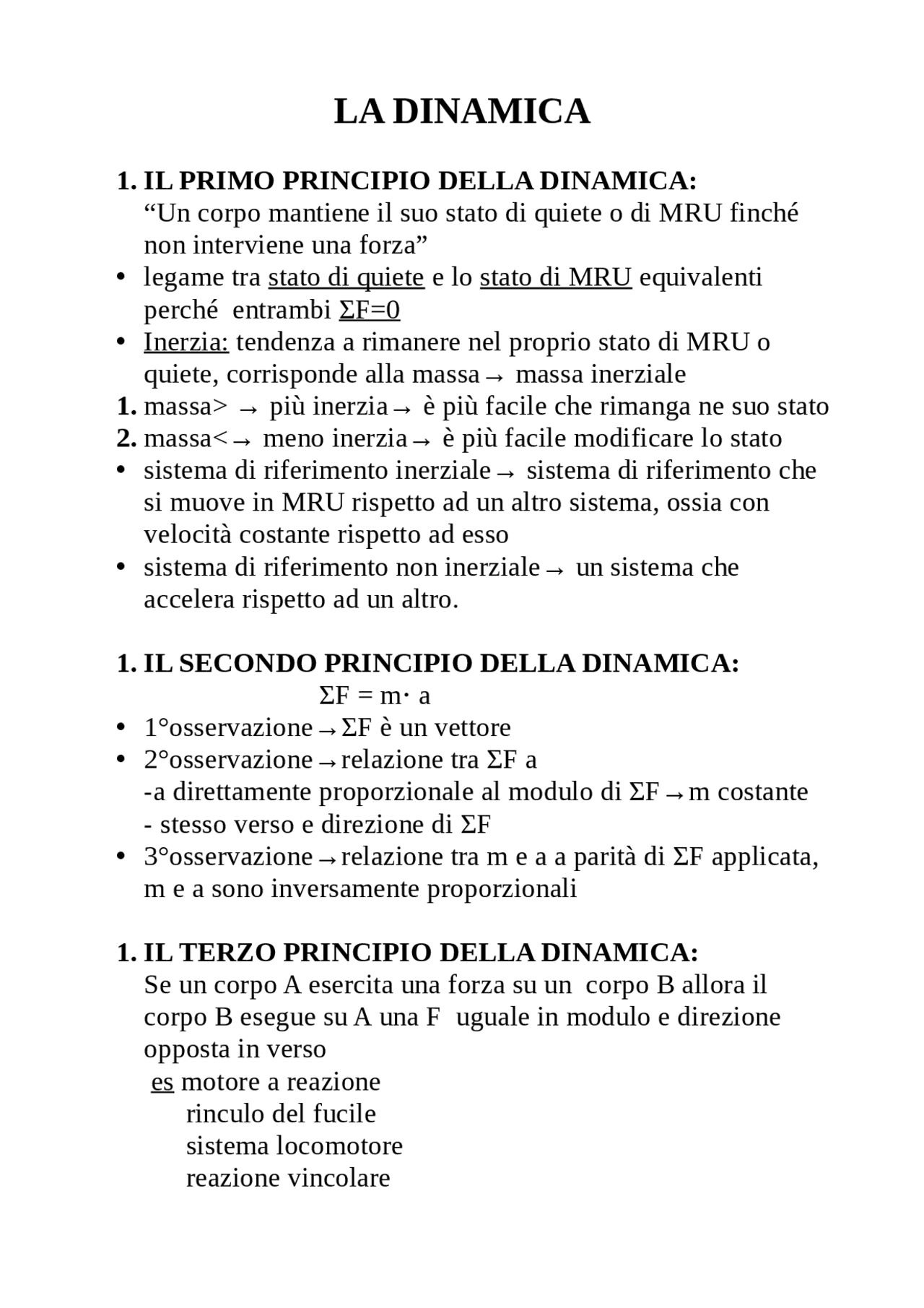 Principi della dinamica - Docsity