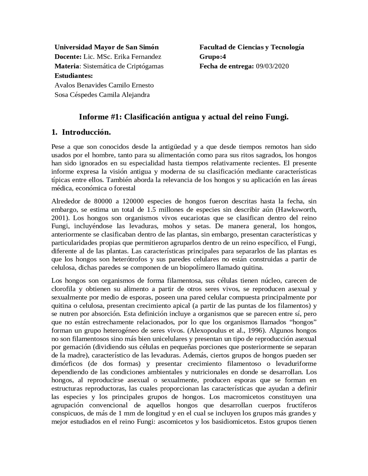 Clasificación antigua y actual del reino Fungi. | Apuntes de Sistemática |  Docsity