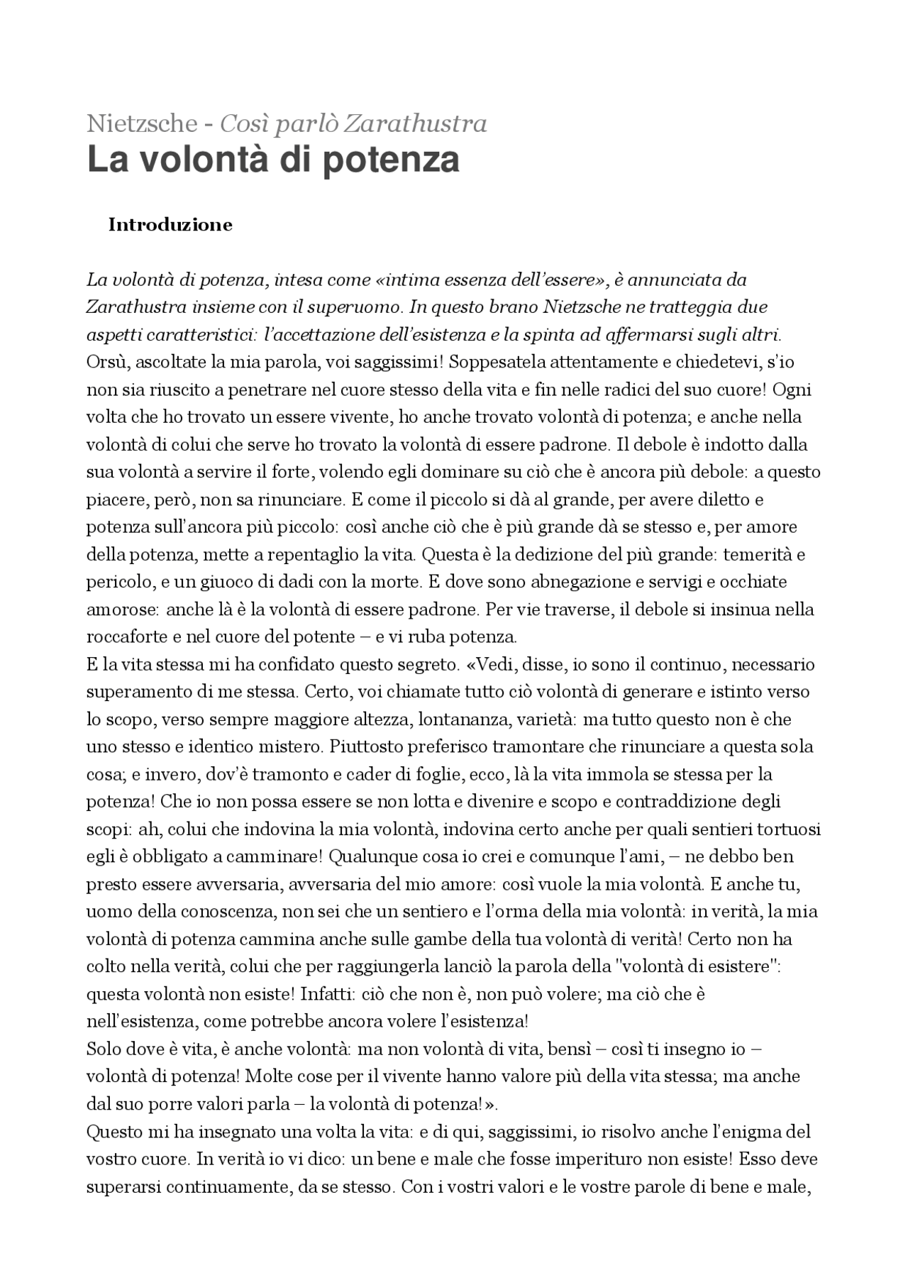 NIETZSCHE LA VOLONTA DI POTENZA Appunti di Filosofia Docsity