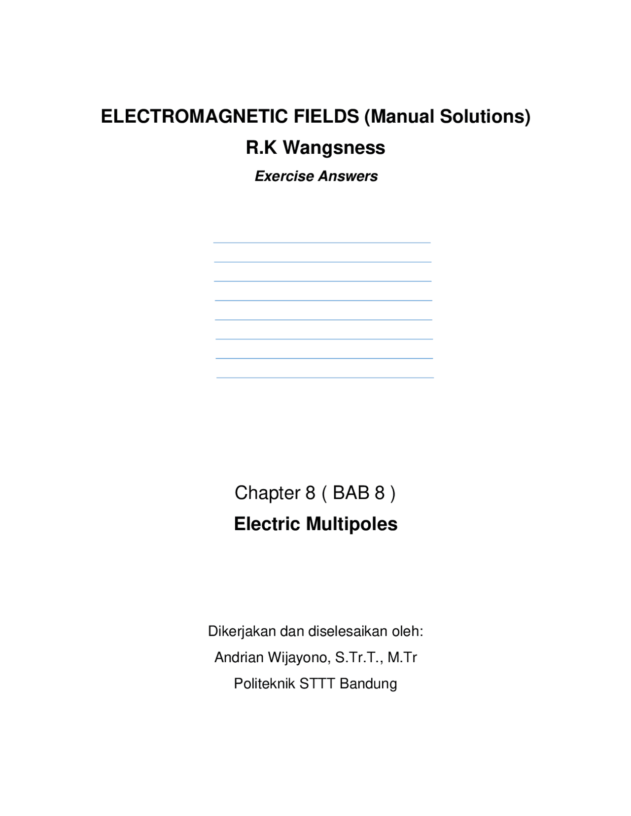 Wangsness Fields Solutions (Chapter 8) (BAB 8