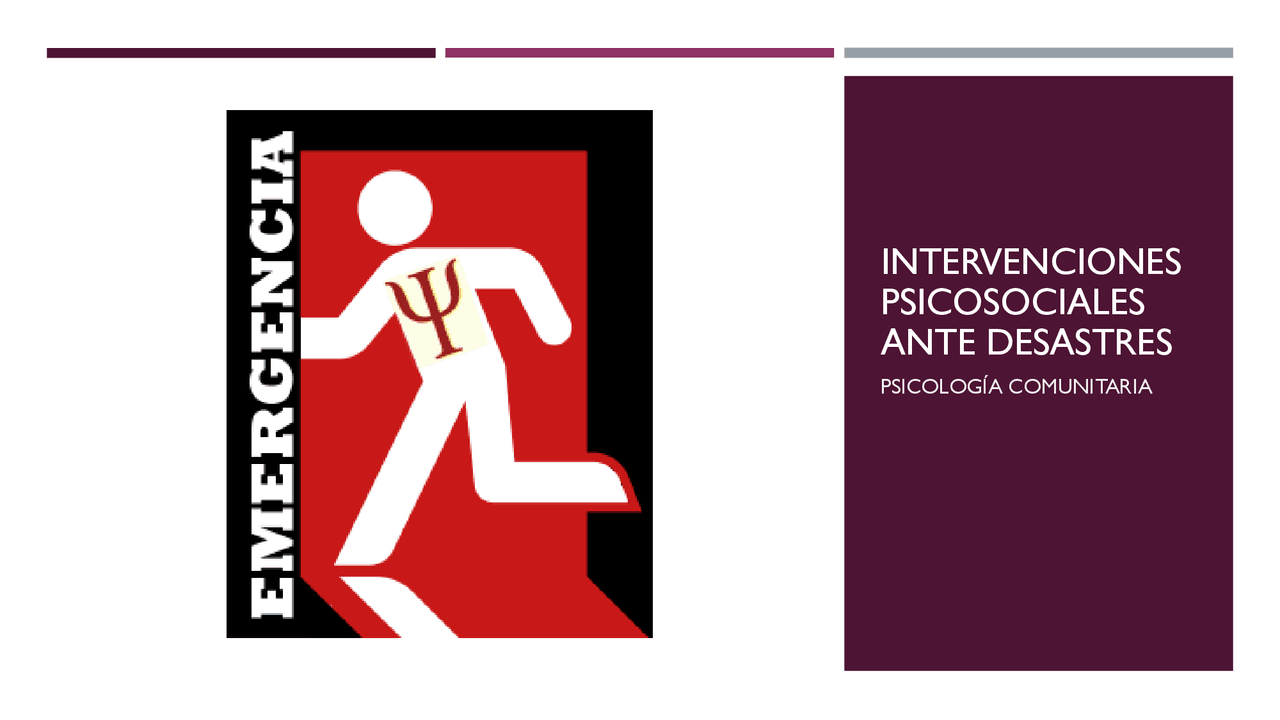 INTERVENCIONES PSICOSOCIALES ANTE DESASTRES - Docsity