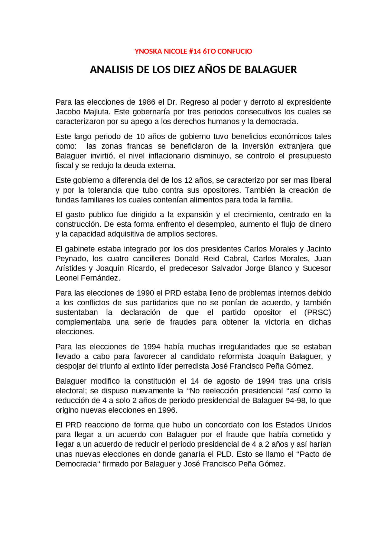 Analisis De Los 10 Anos De Balaguer Docsity