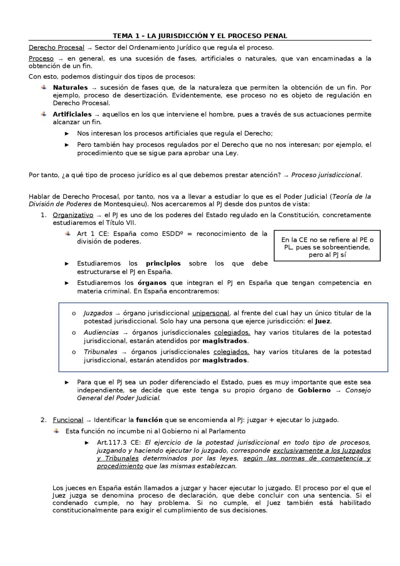 Derecho procesal penal I | Apuntes de Derecho Procesal - Docsity