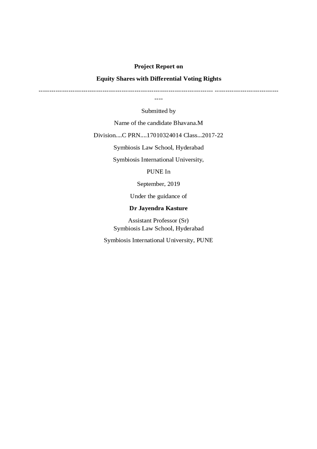 Equity share with differential voting rights - Docsity