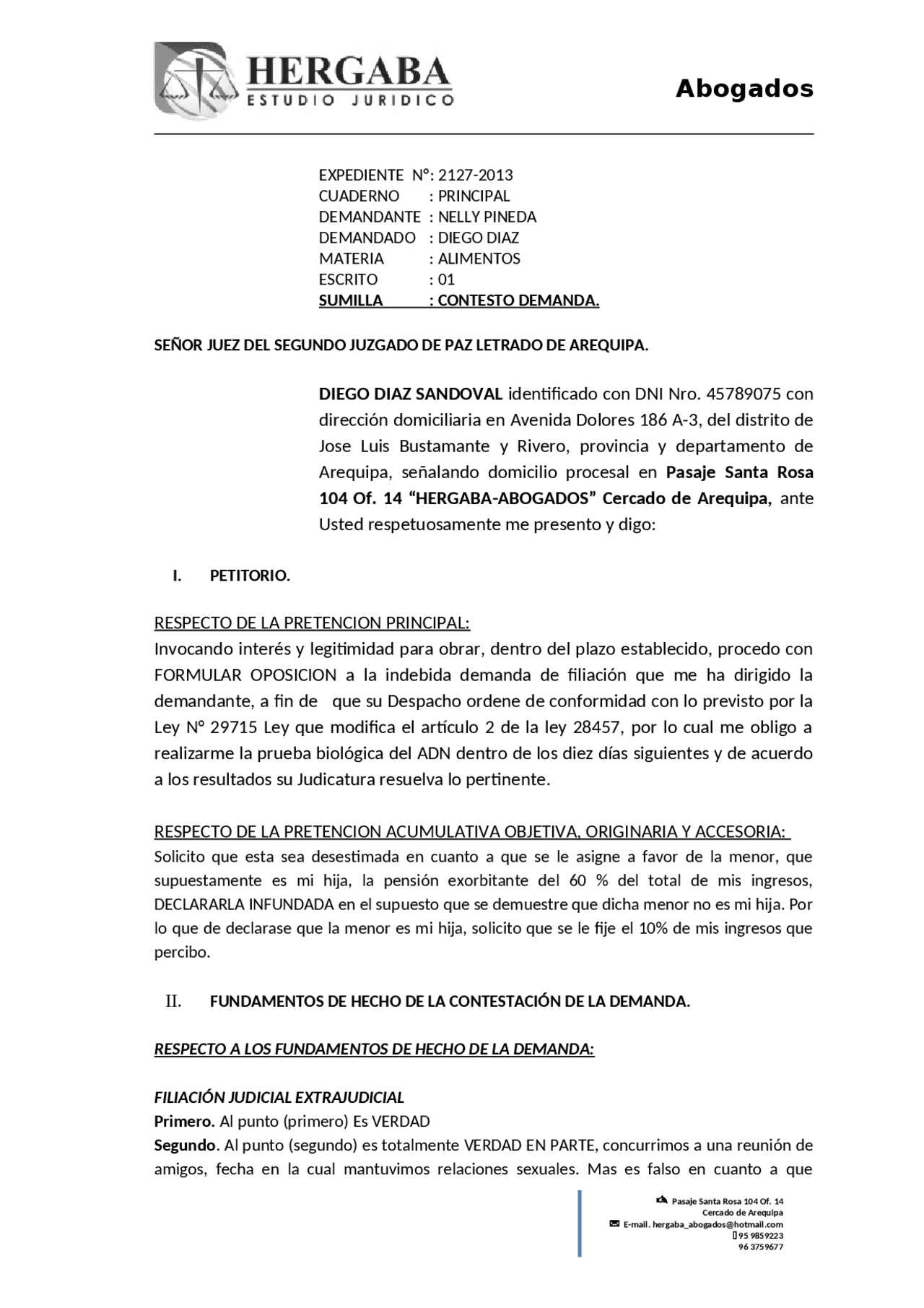 Modelo Contestacion De Demanda