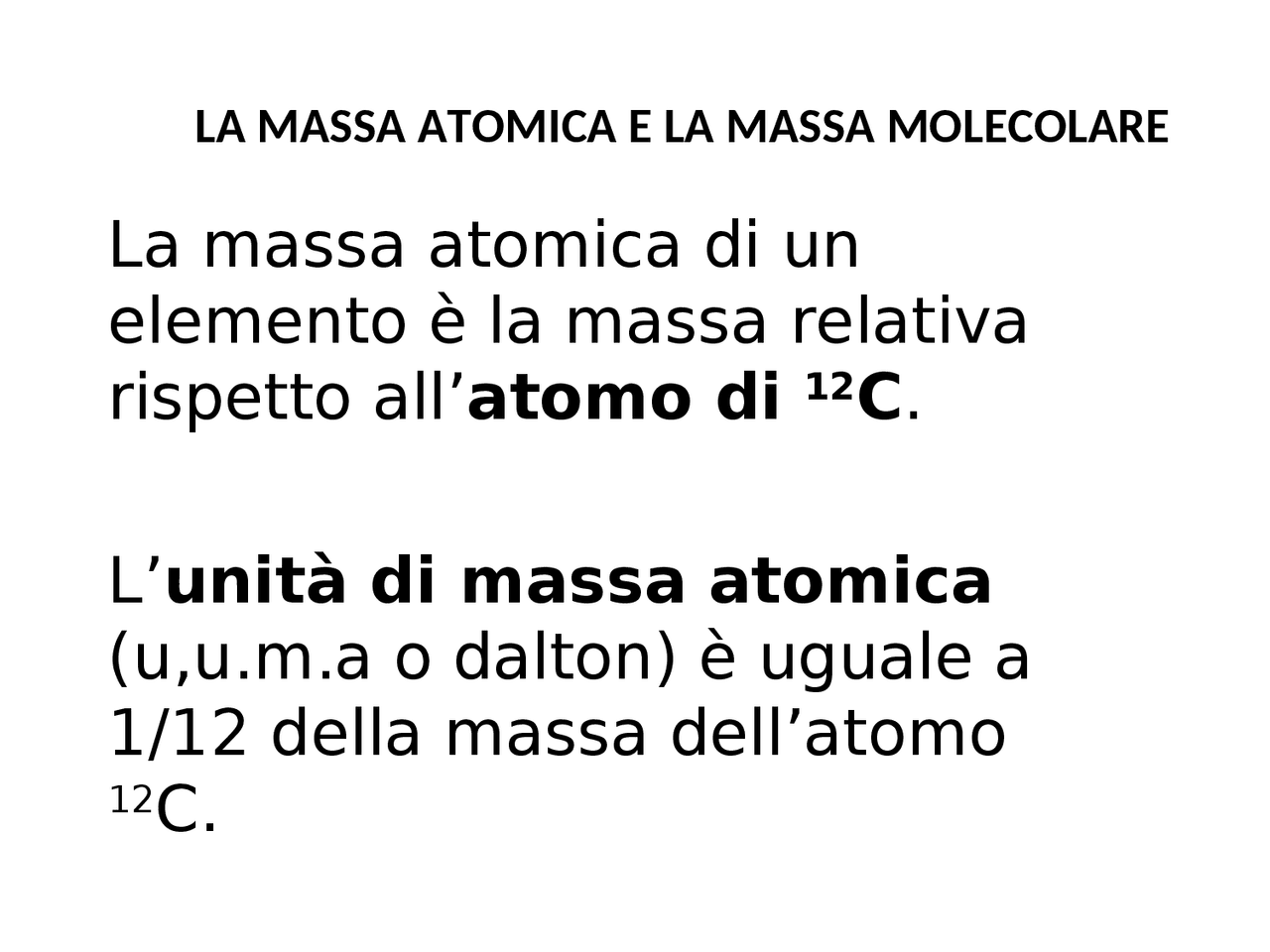 Mole delle materie chimiche - Docsity