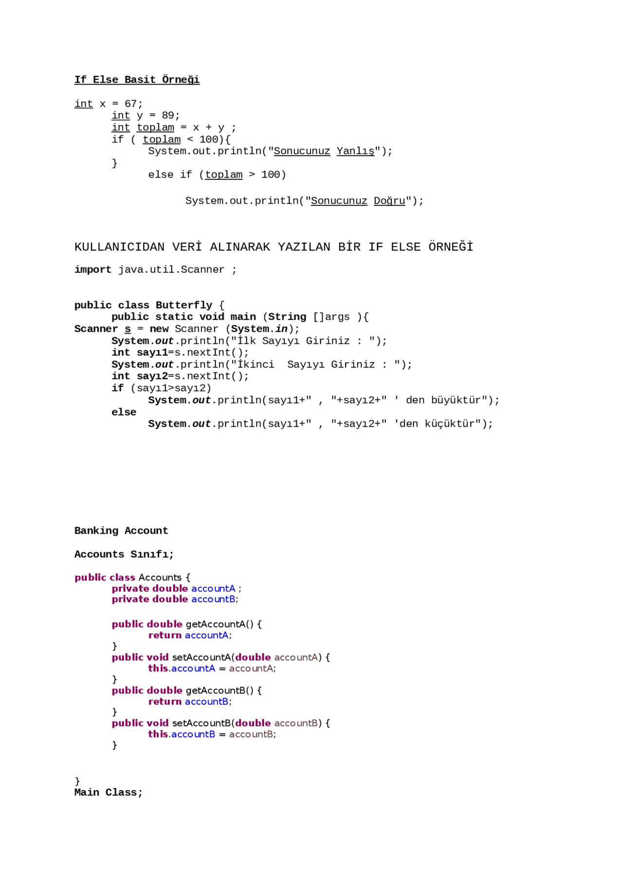 Some code examples in this file. - Docsity