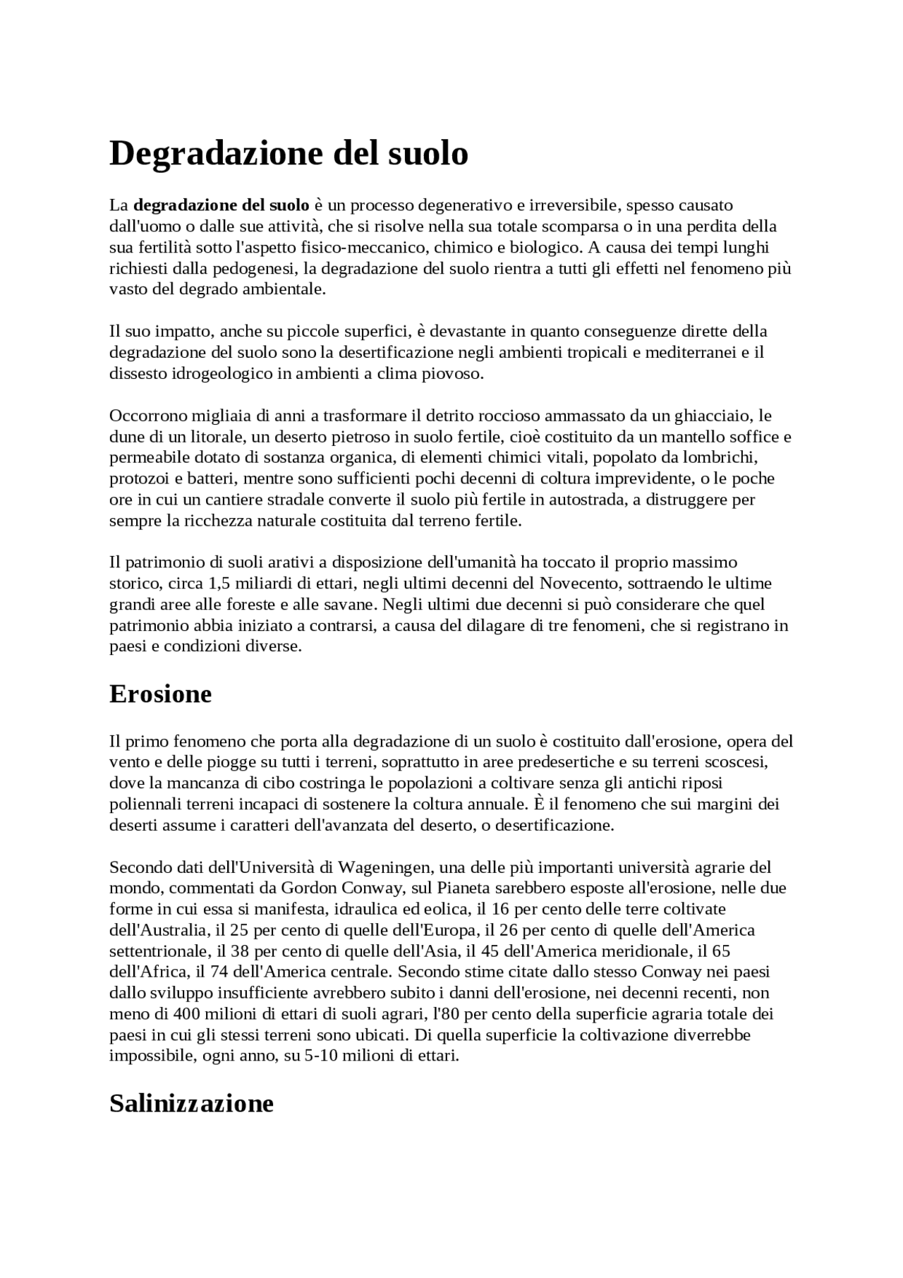 La degradazione suolo Docsity