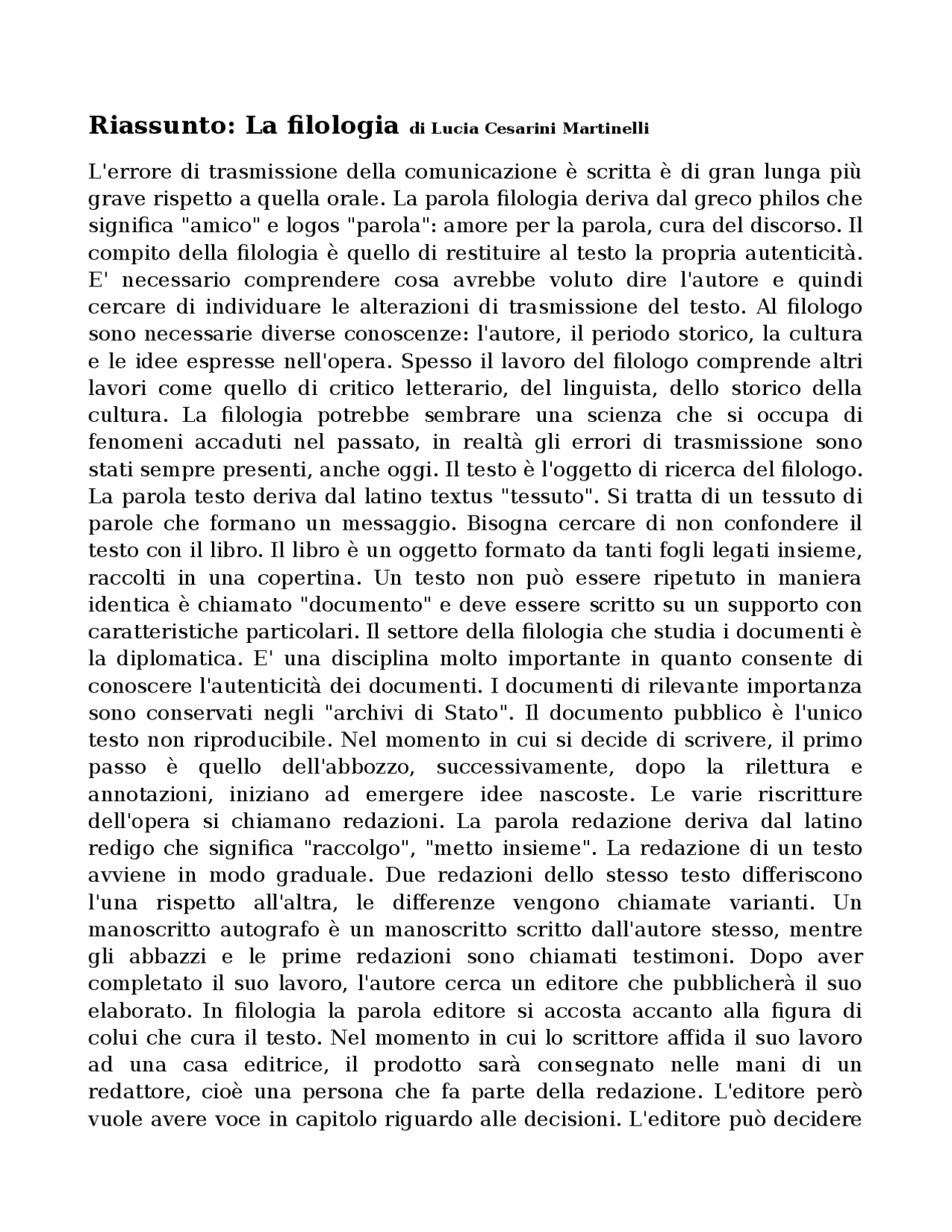 filologia-italiana-lucia-cesarini-martinelli-docsity