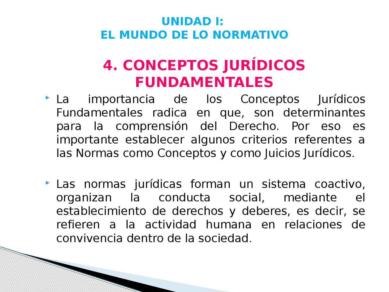 Conceptos juridicos fundamentales | Diapositivas de Derecho - Docsity