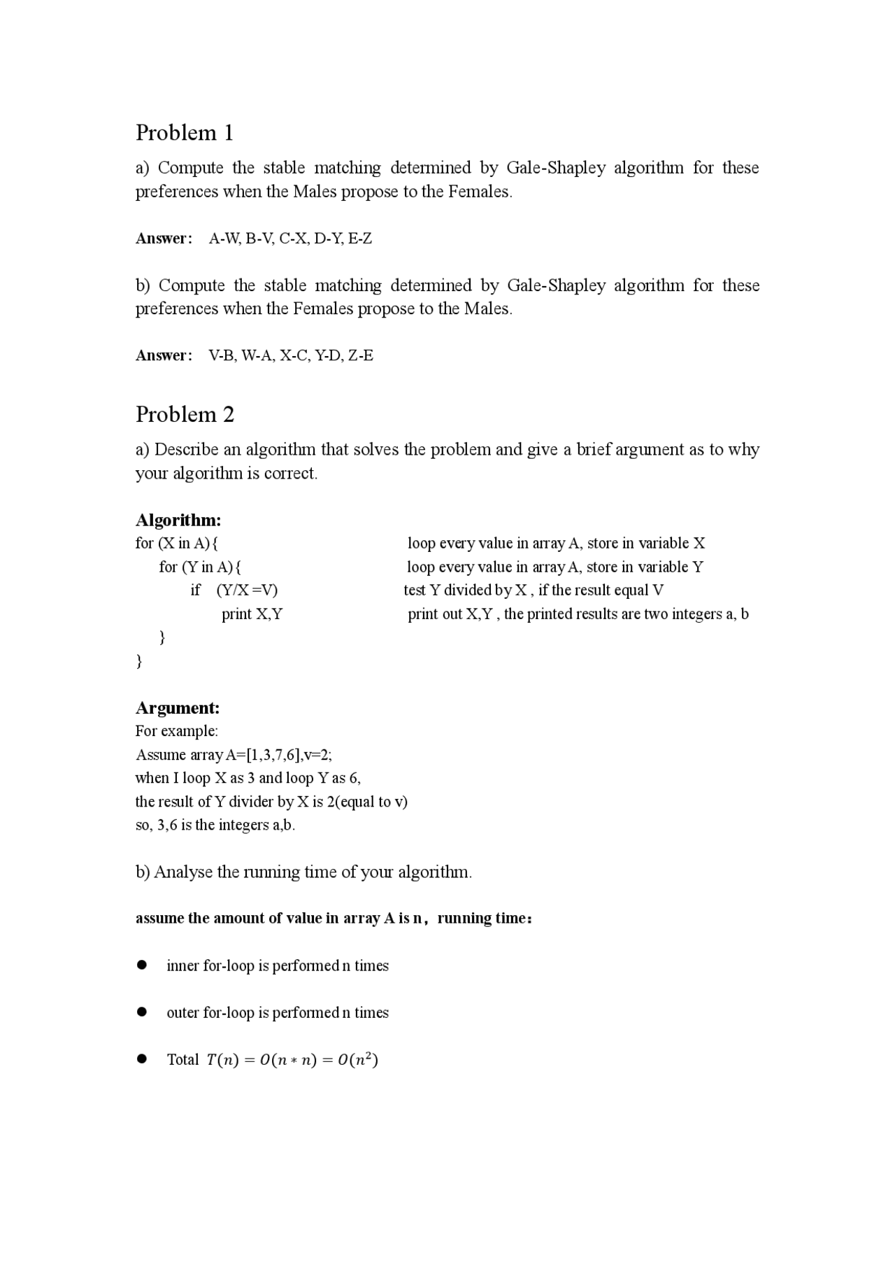 Algorithm assignment - Docsity