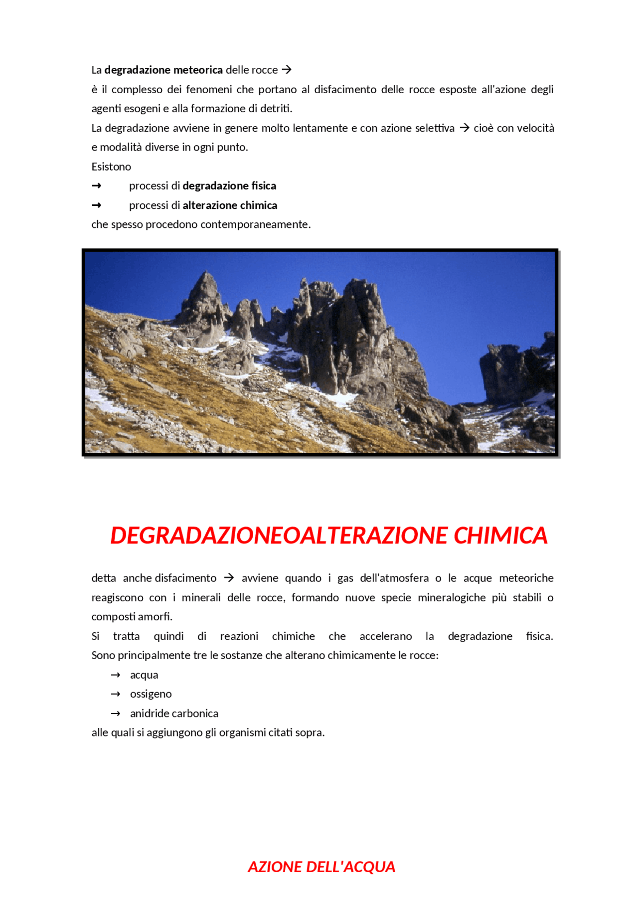 Degradazione chimica roccie Appunti di Scienze della Terra Docsity