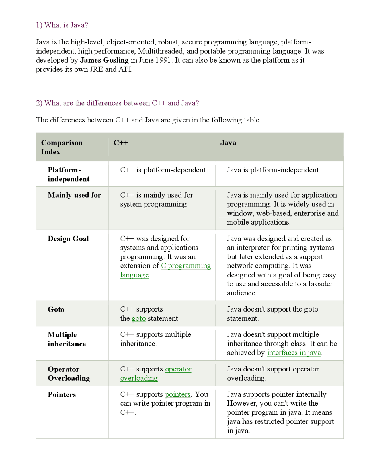 JAVA BASIC STRUCTURE NOTES - Docsity