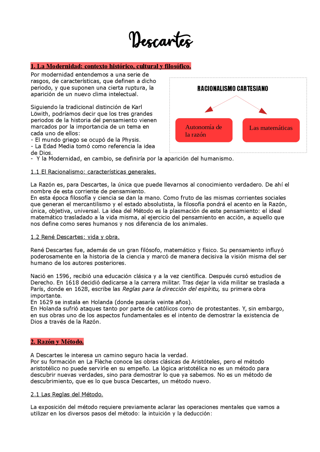 Resumen De Descartes Docsity
