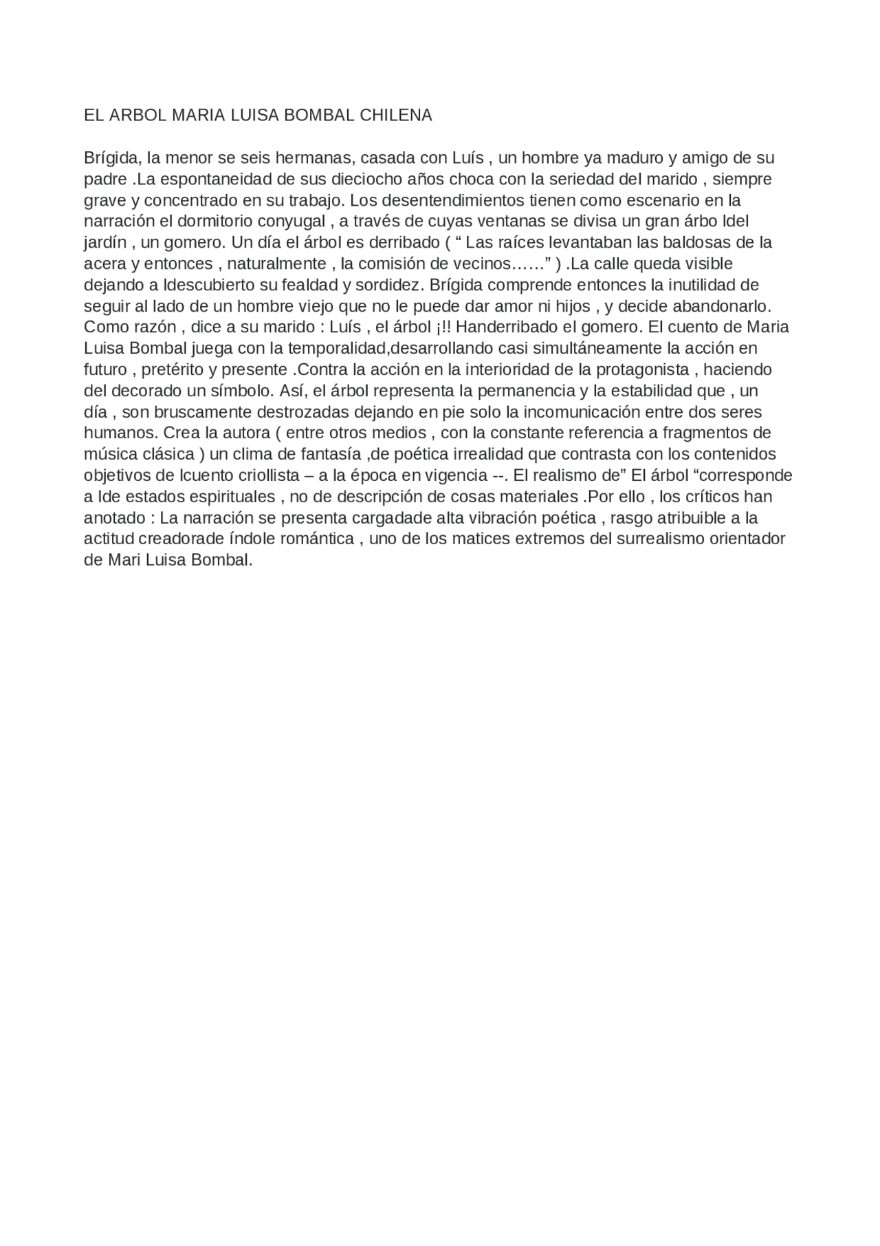 Maria Luisa Bombal el arbol Docsity Maria Luisa Bombal el arbol Docsity