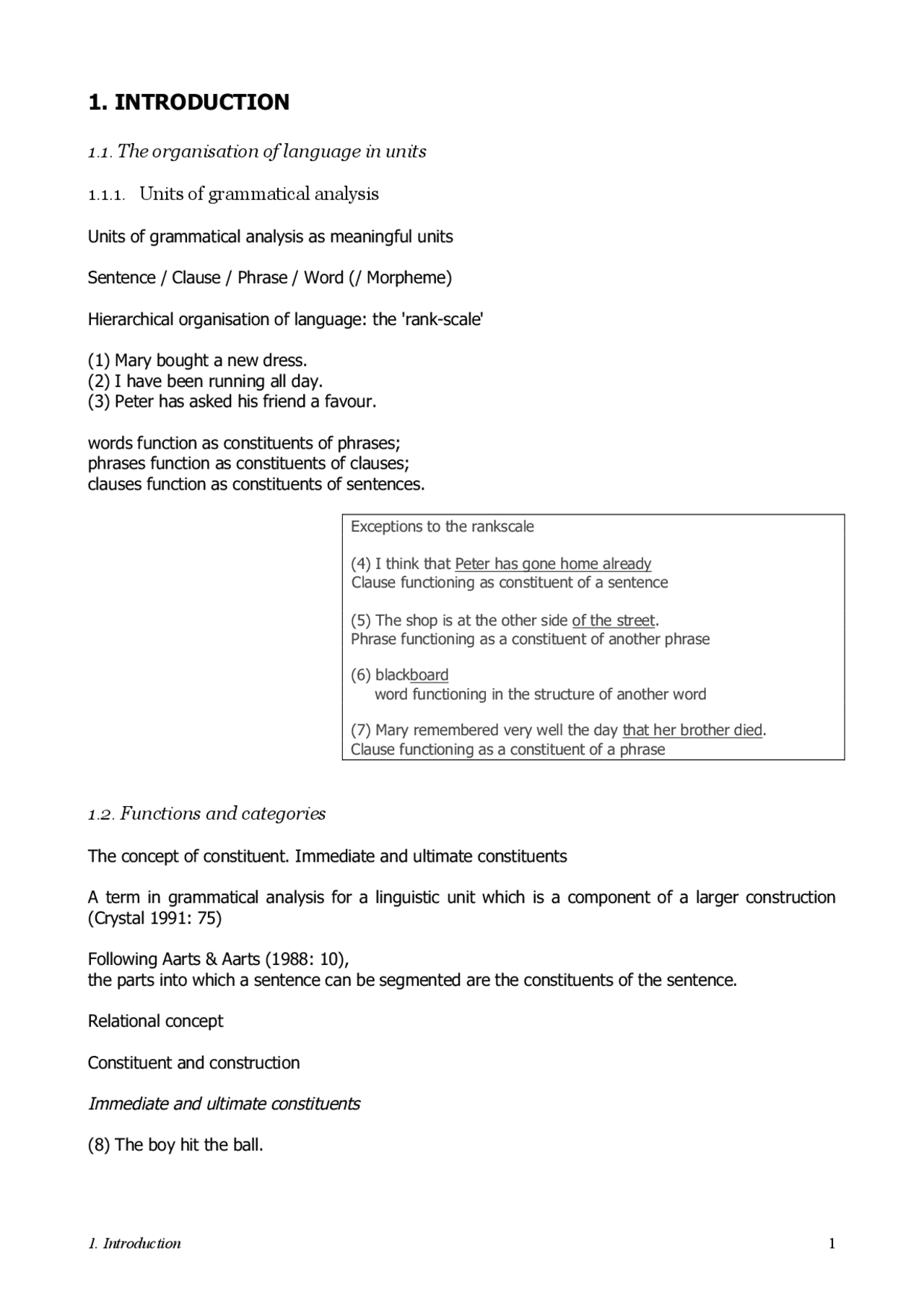 Sintaxis del Ingles, introduccion a la sintaxis Docsity