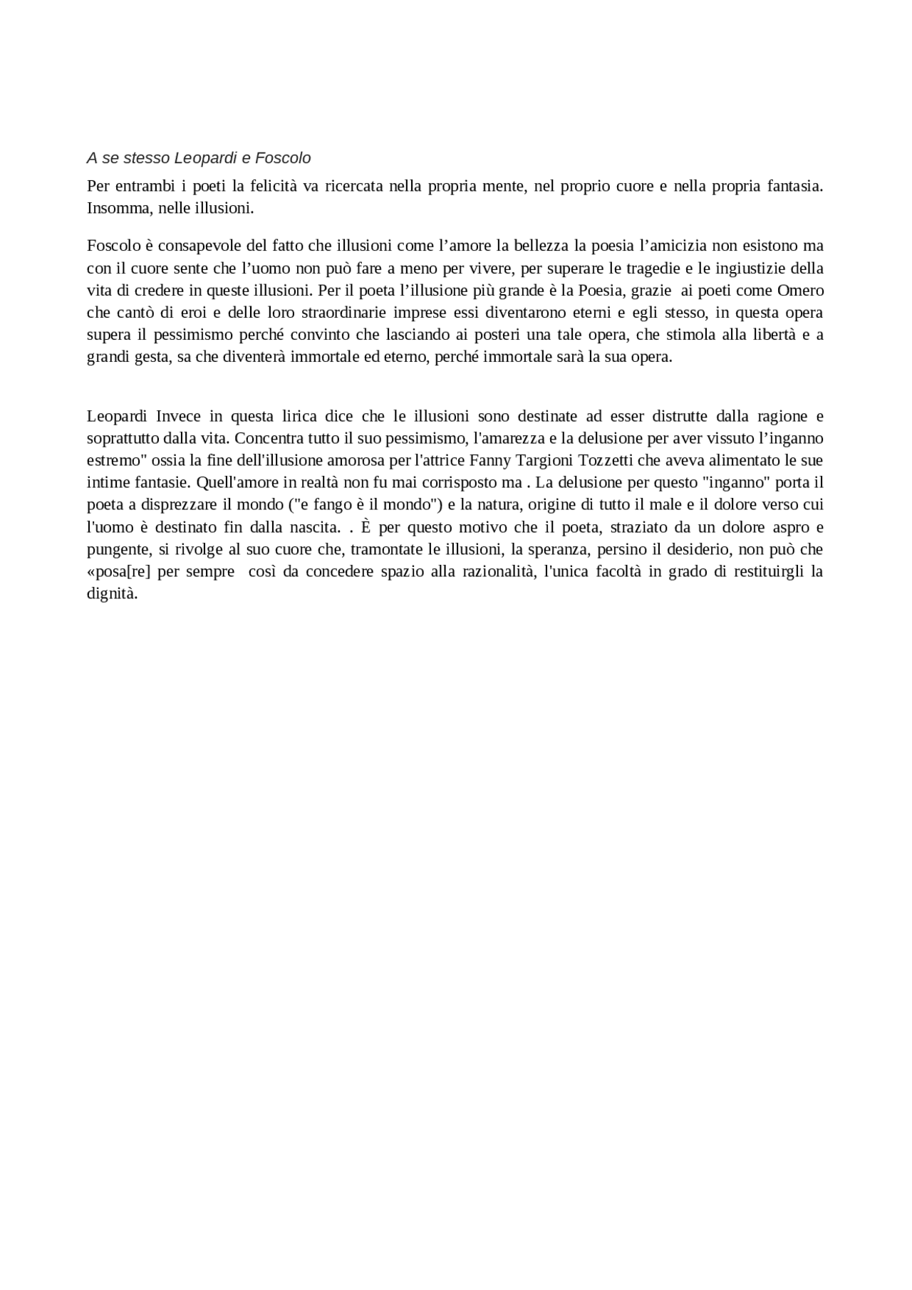 a se stesso leopardi analisi