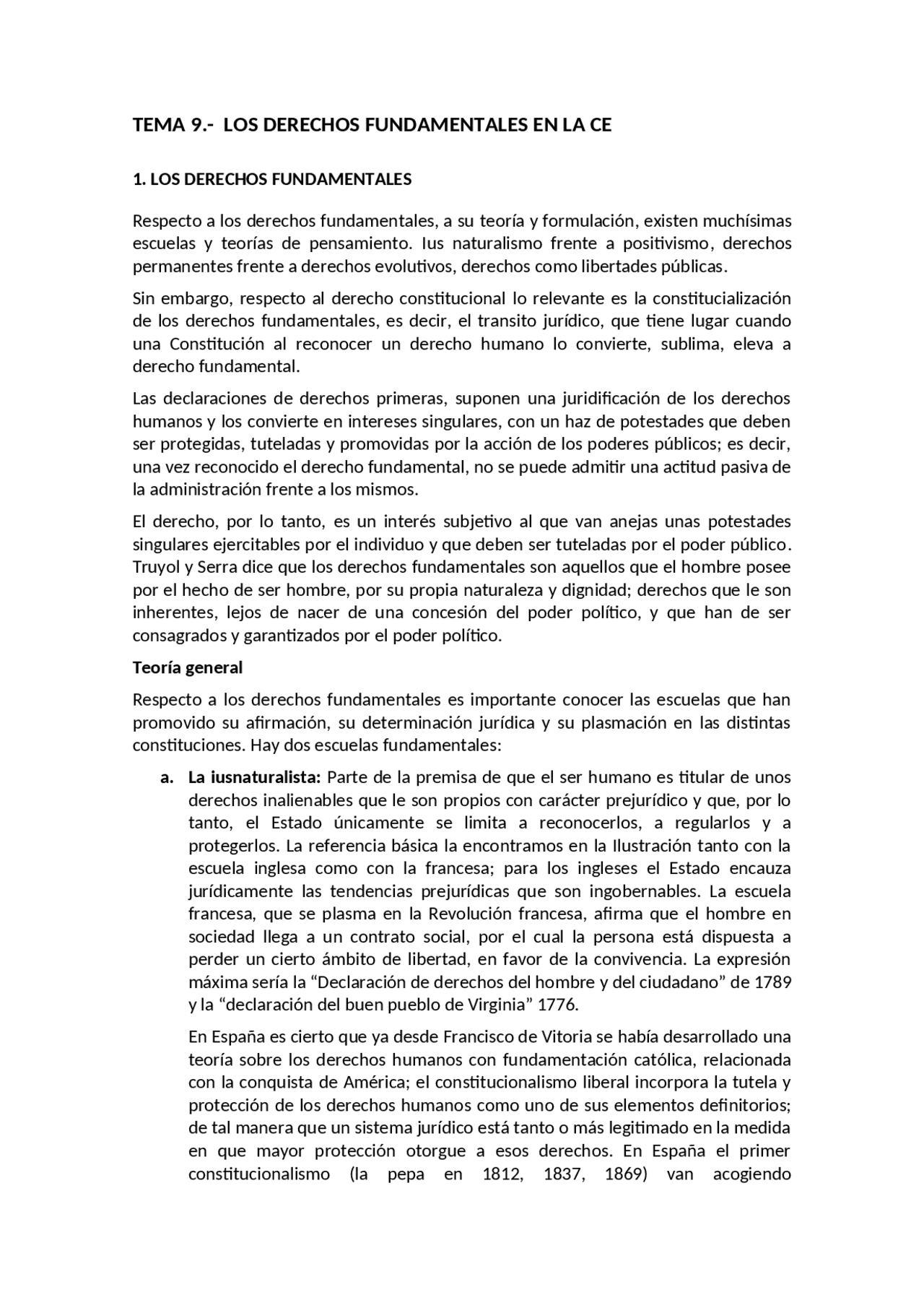 TEMA 9 LOS DERECHOS FUNDAMENTALES EN LA CONSTITUCI N Docsity