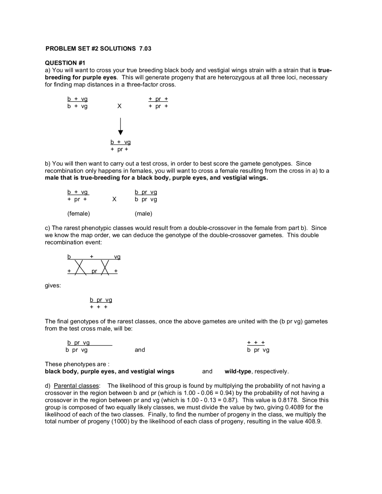 Genetics Problem Set 2: Three Questions with Solutions - Docsity