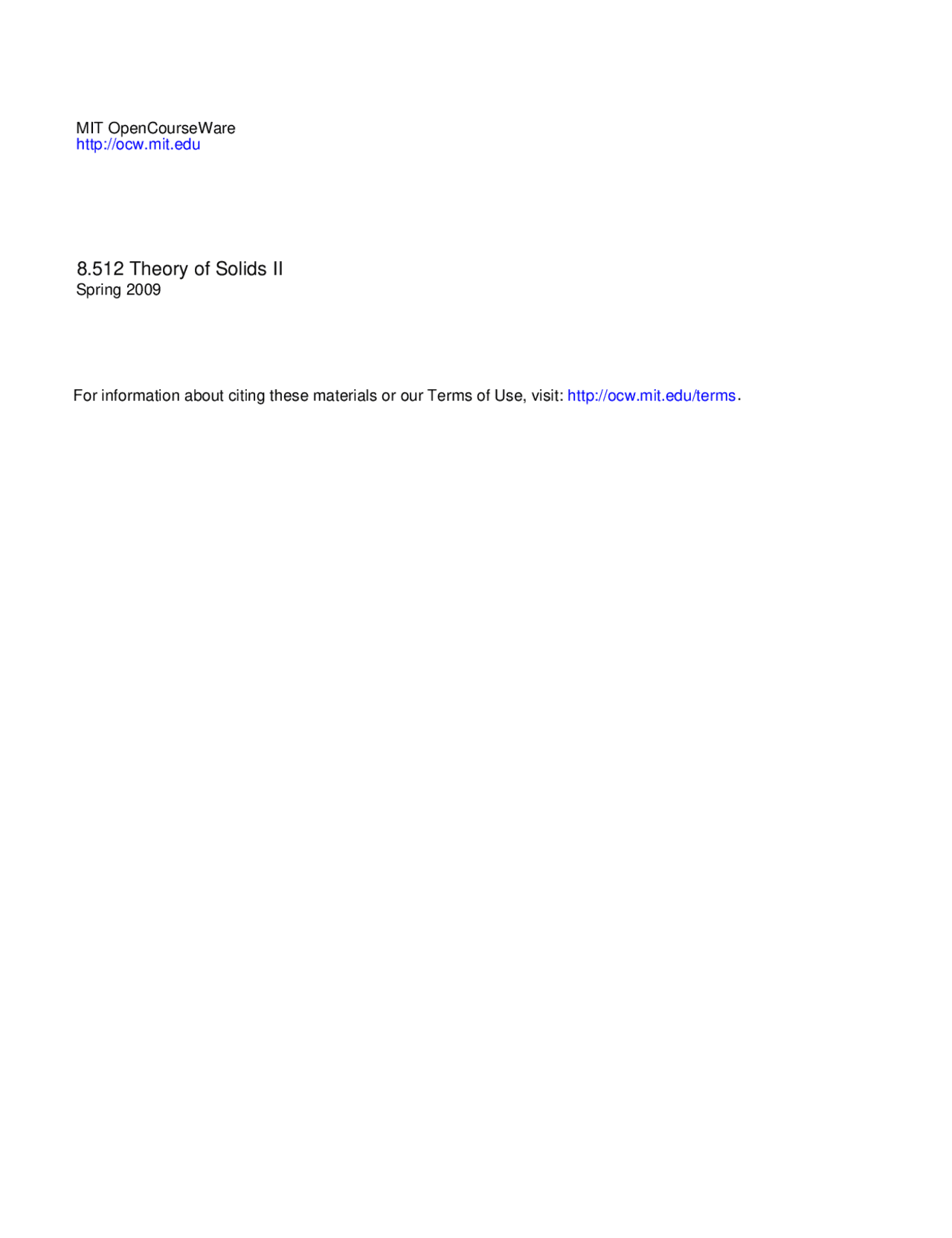 Theory of Solids II Problem Set 1 | Exercises Solid State Physics | Docsity