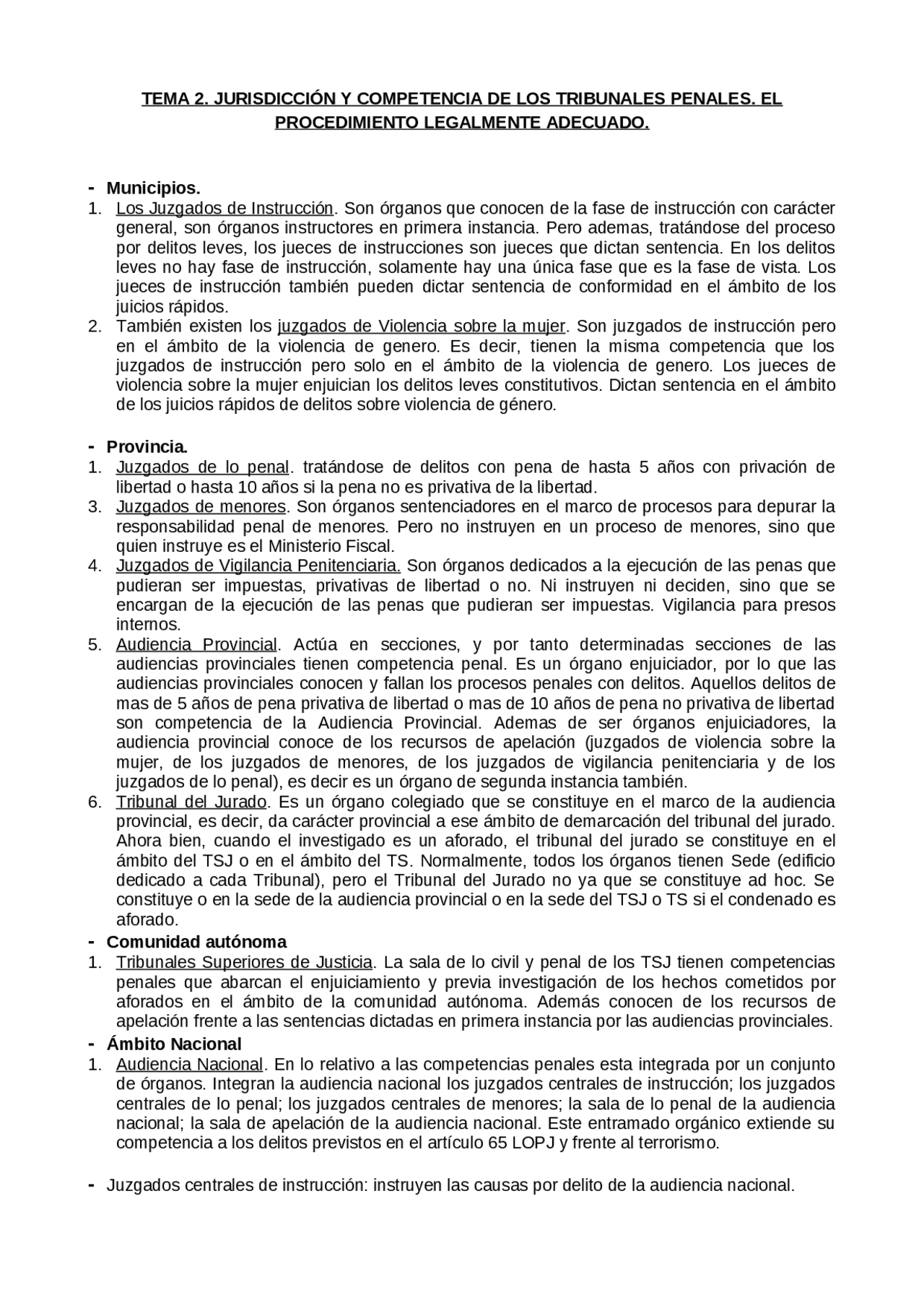 Tema 2 procesal penal - Docsity