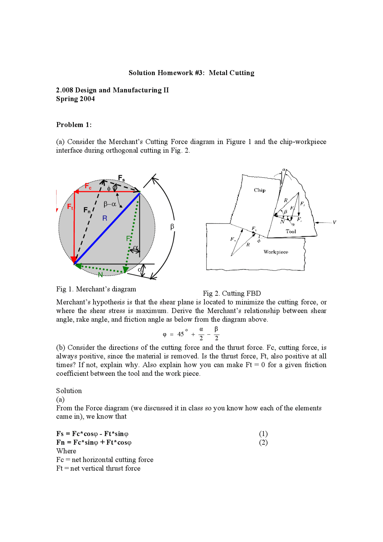 Metal Cutting homework with solutions - Design and Manufacturing II ...