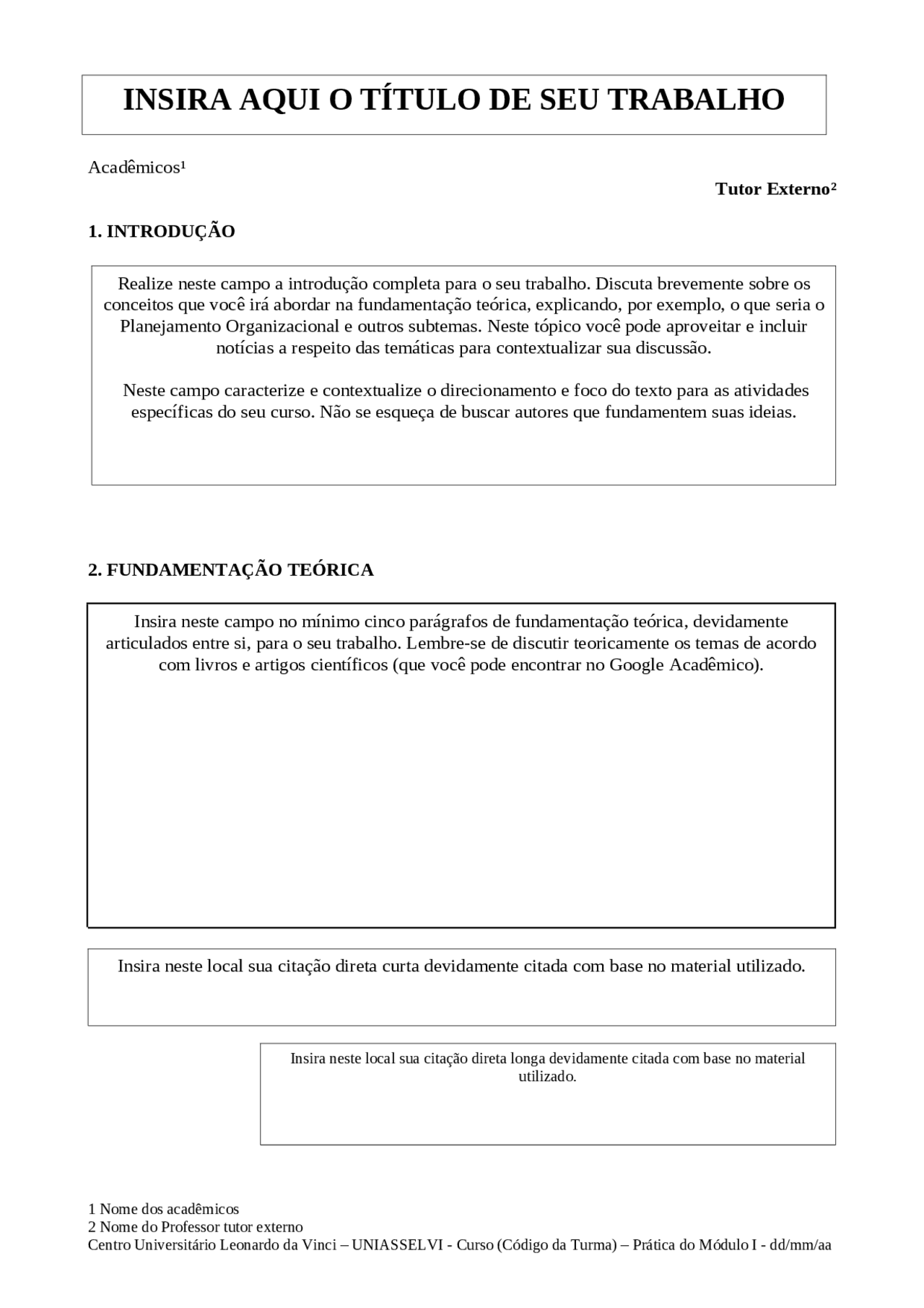 Modelo paper faculdade Uniasselvi - Docsity