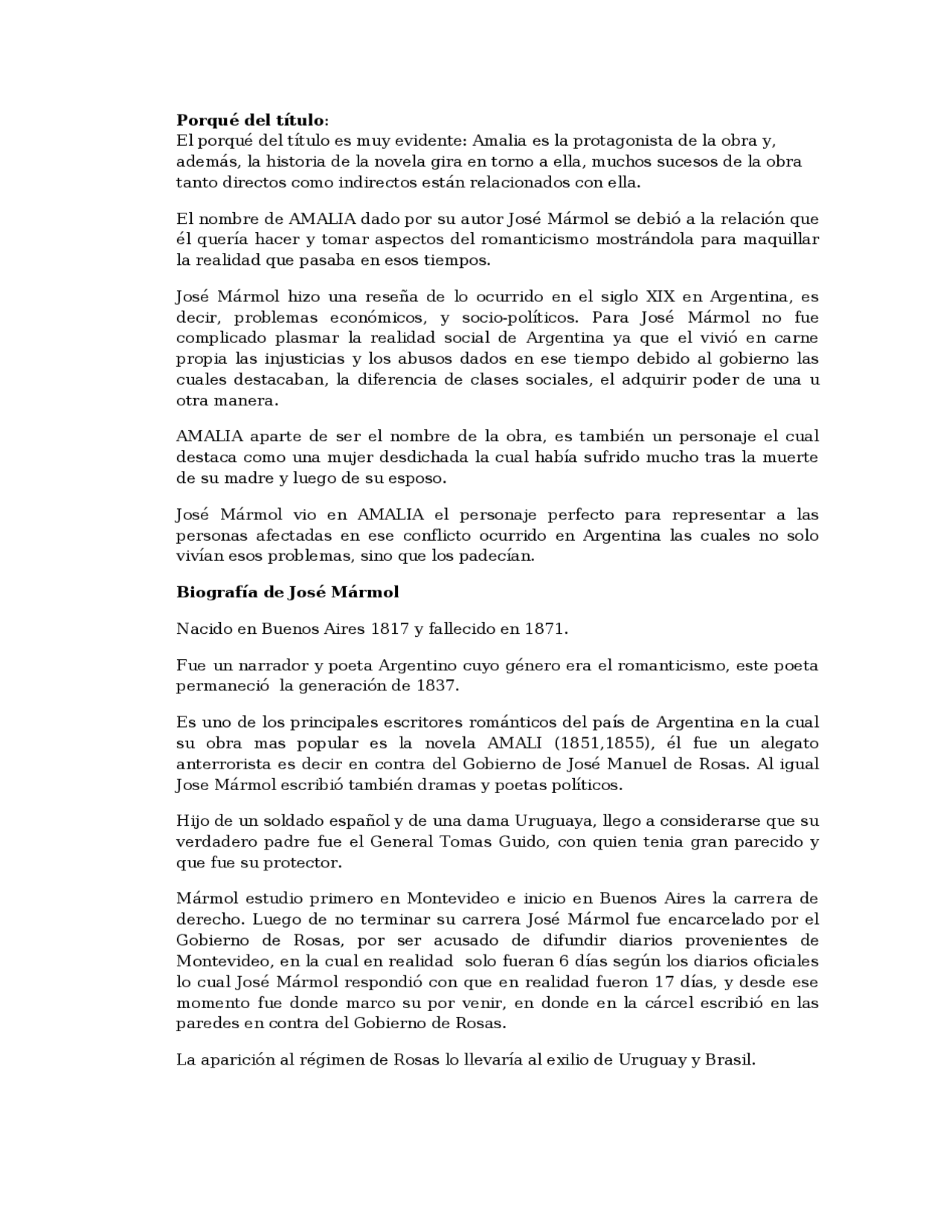 Guia De Analisis De La Obra Amalia De Jose Marmol Docsity